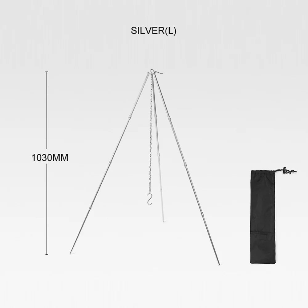 Aluminum Dazzduo Stand for Portable Tripod Htovila Bracket Folding Walmeck BBQ Tripod, Picnic and Alloy BUZHI Camping - exterior Detachable Pot Aibecy Foldable Rack Campfire Hung Radirus Bonfire