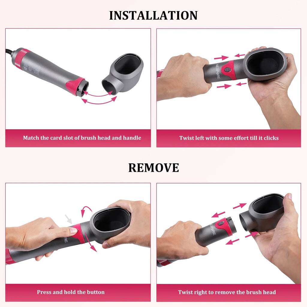 Suction Curler Styling Air Hair NEXPURE Multi-Head Multifunctional in Hot Dryer Ion Women Salon 5-in-1 Comb,Negative Tool, 5 Detachable for Hair Automatic 1