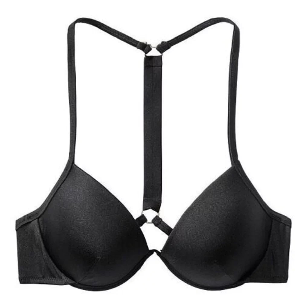 Push NWT dimension Secret Black Top Up Shine Swim Fabulous 34DDD Strap Bikini Victoria's