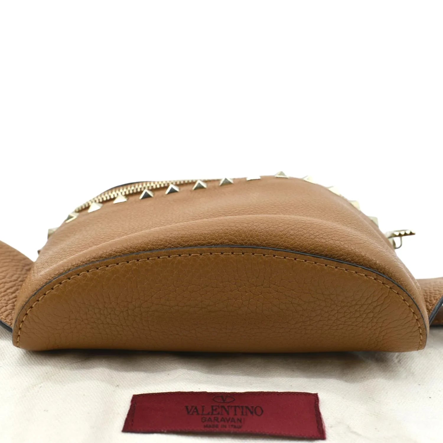 Camel Pre-Loved Spike Belt Bag Leather VALENTINO