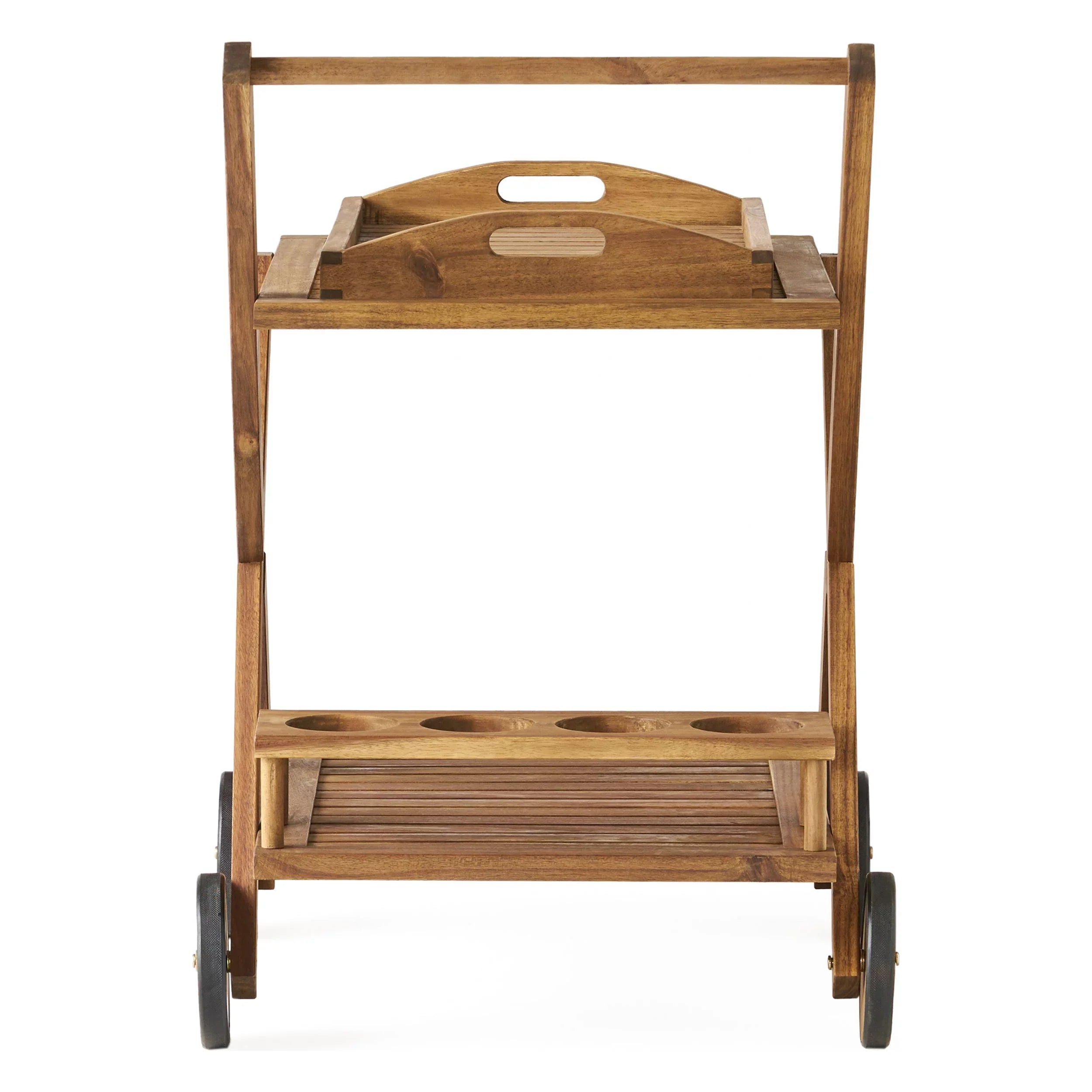 Indoor/exterior Studio Cart, Bar Kenilworth Wood Tiered GDF Natural Acacia 2