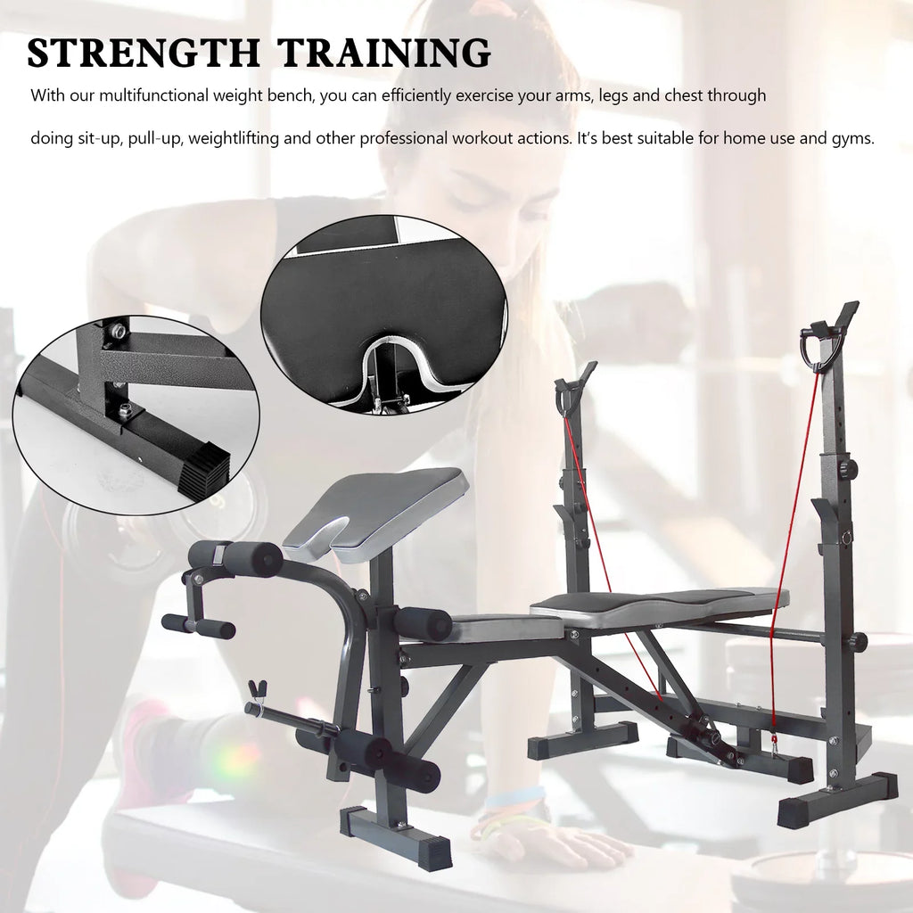 Developer Stock and Press Crunch Workout Leg Olympic Bench, Body Equipment Handle Workouts, Preacher US Home Weight Home for Workouts Bench with At Curl, Champ for