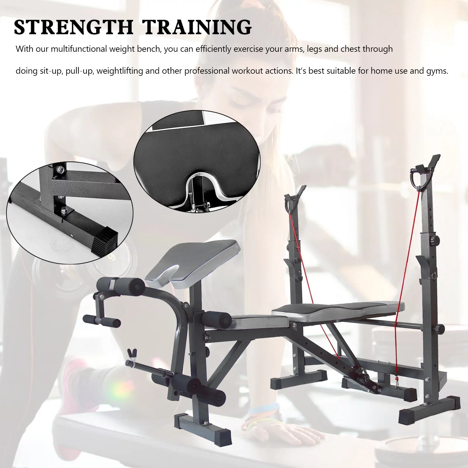 Developer Stock and Press Crunch Workout Leg Olympic Bench, Body Equipment Handle Workouts, Preacher US Home Weight Home for Workouts Bench with At Curl, Champ for