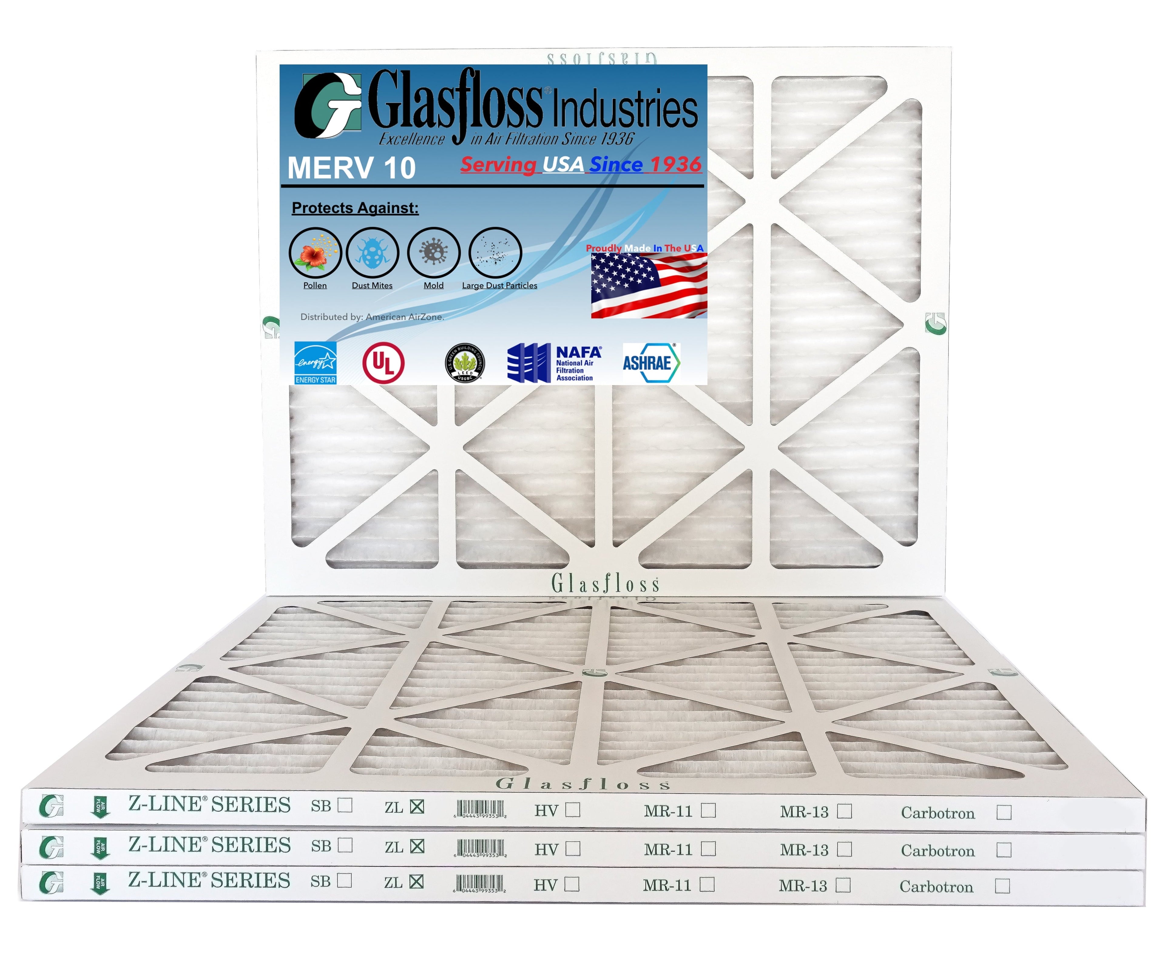 (Actual x 20x21x1 10 Filter - dimension: USA 19.5 Glasfloss Made - 20.5x7/8 - Furnace MERV -Qty:4 in inch) Air