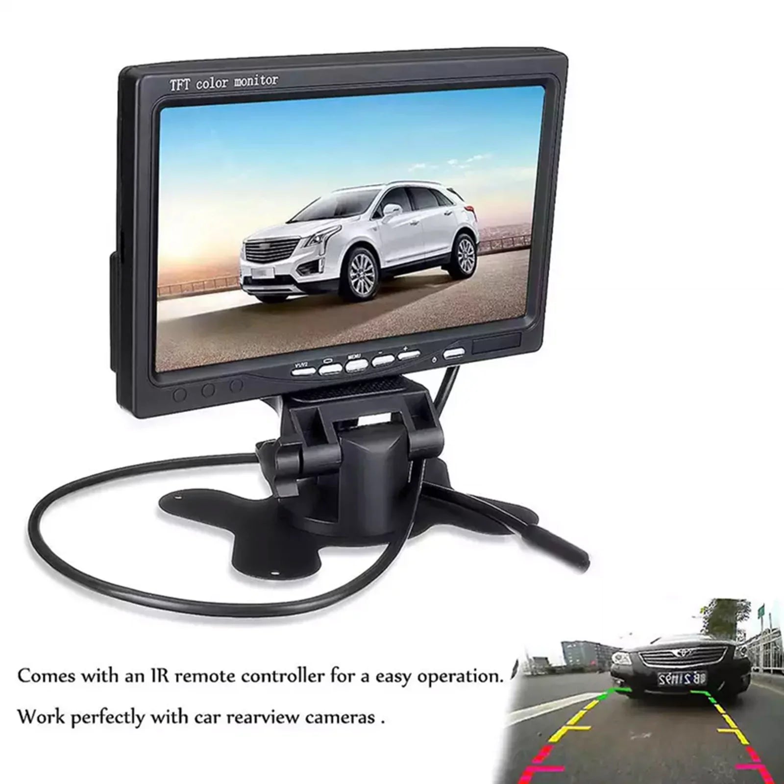 Rear For Built-in Backup TFT Monitor Car AV Monitor Speaker HD Trailer HD View Camera Inch RV Display Display Input Screen Screen 7 Trucks Reverse Bus 1024x600