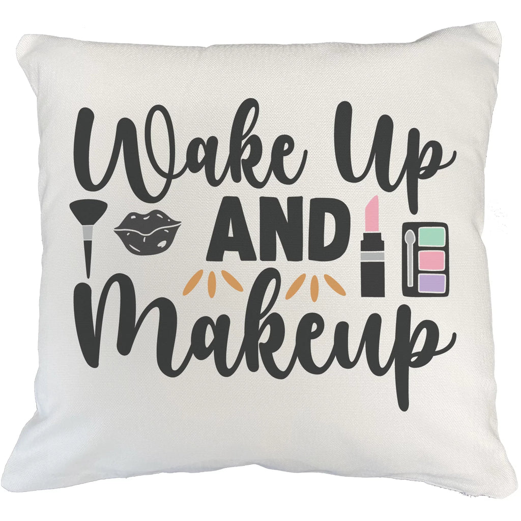 Cover, Pink Brush, Pillow Gift Makeup 20X20 Lovers, up Merch White & IN Eyeshadow Lipstick Makeup Lip, Makeup - Beauty Cosmetologist, Themed for Wake or Artist & Powder Design for w/ Palette