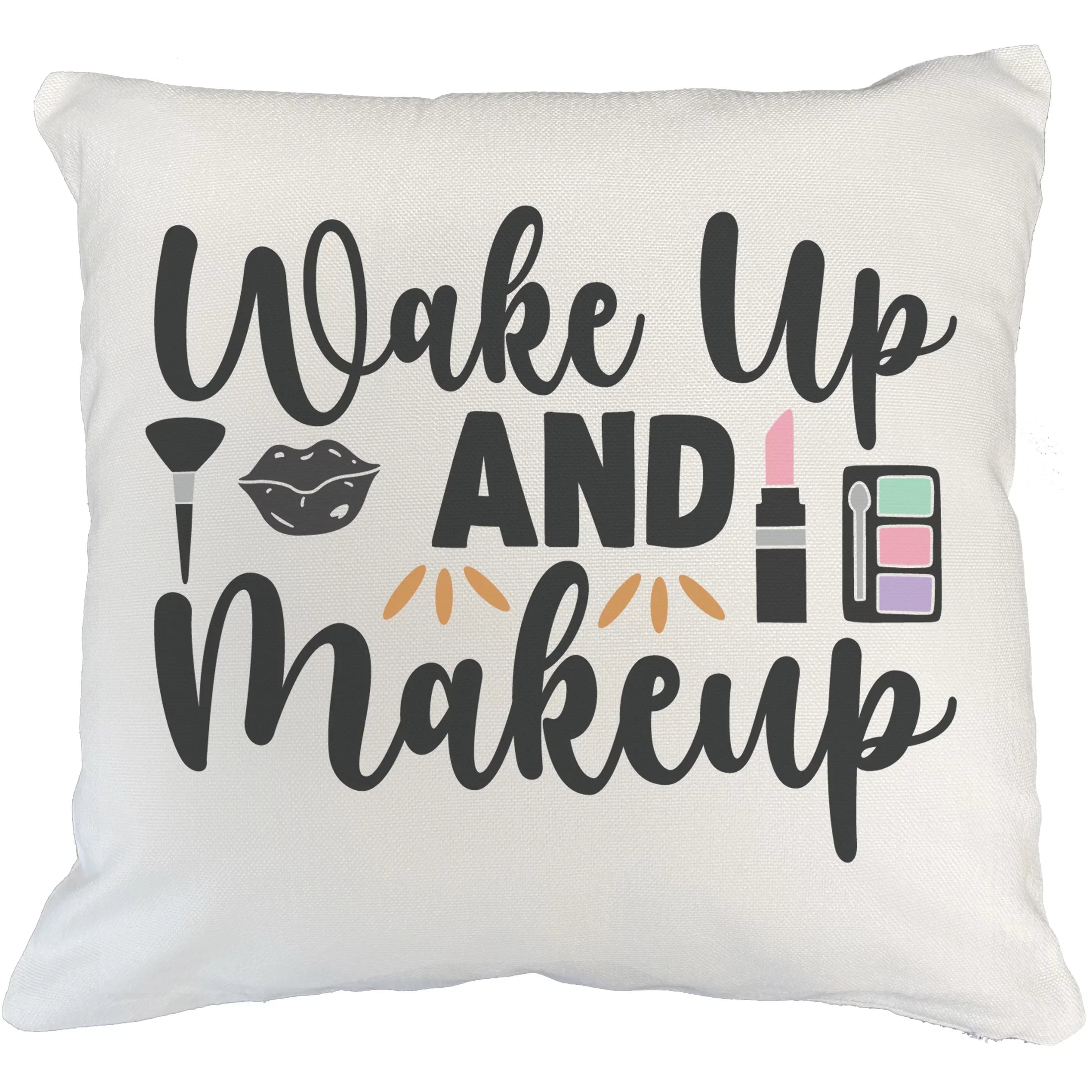 Cover, Pink Brush, Pillow Gift Makeup 20X20 Lovers, up Merch White & IN Eyeshadow Lipstick Makeup Lip, Makeup - Beauty Cosmetologist, Themed for Wake or Artist & Powder Design for w/ Palette