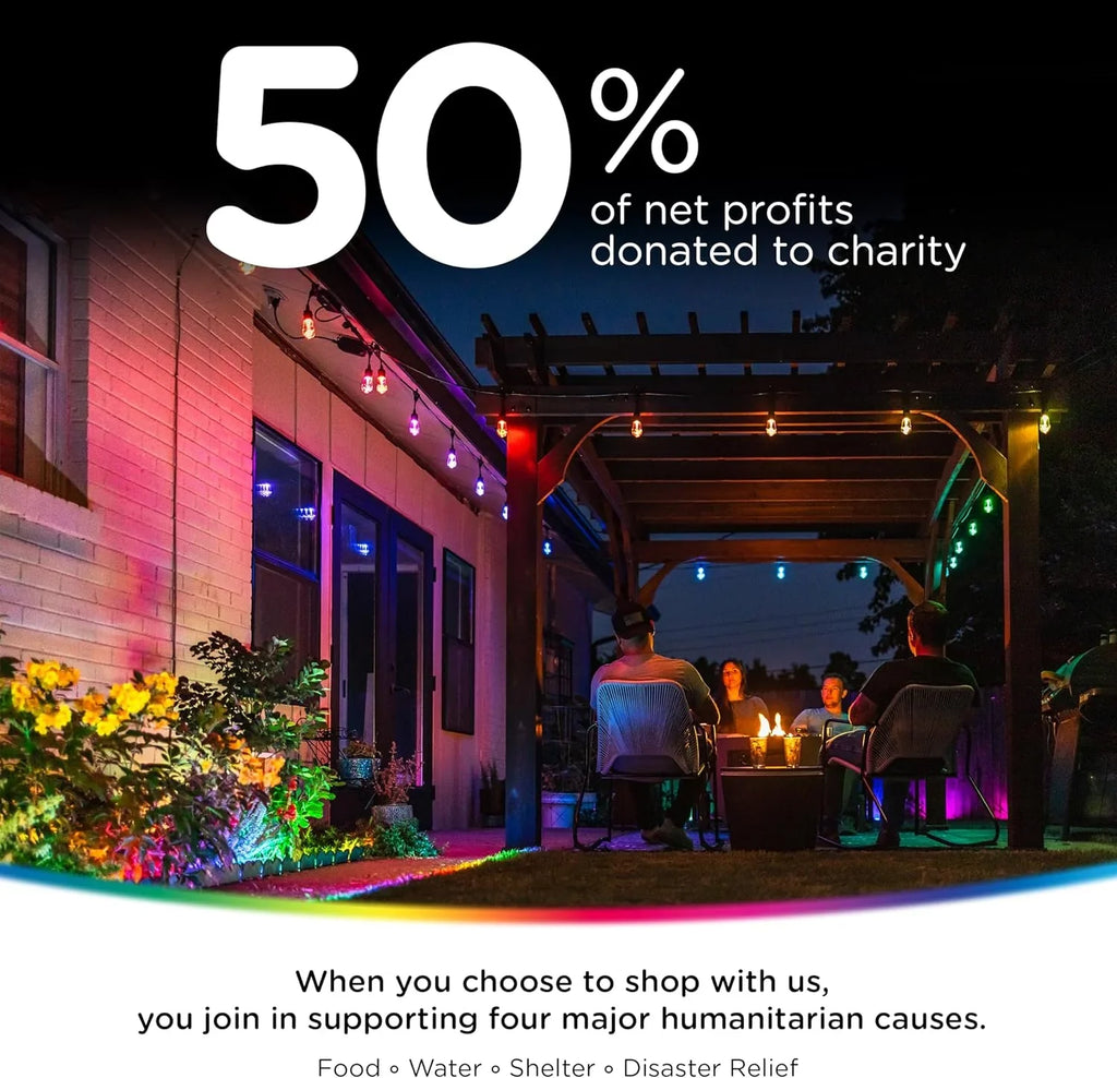 Lights, Color Control, Lightweight String String Customizable, Lights, Changing YANRUI Smart RGB Weatherproof, exterior Wi-Fi ft, Patio Dimmable 96 LED App 30 Lights, 79617