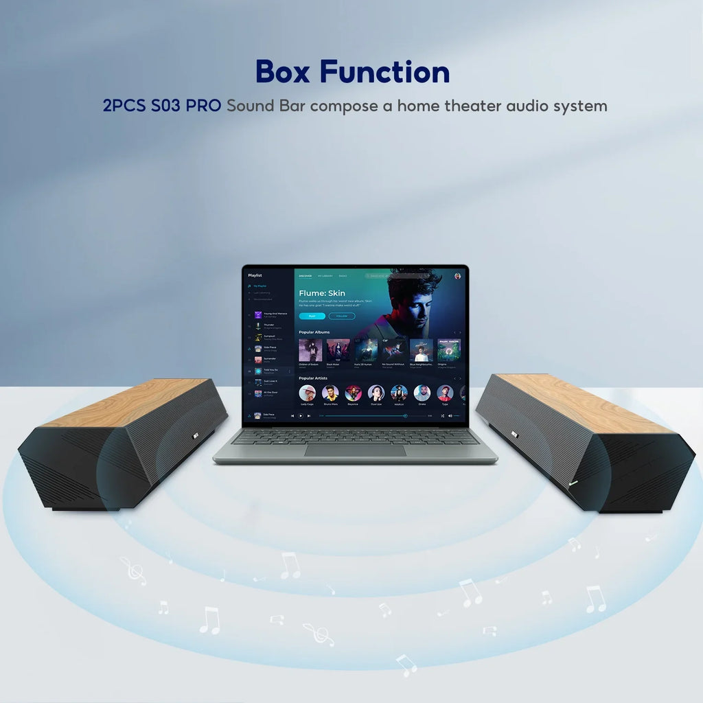 3 Bar 5.0, EQs, TV S03PRO System Bluetooth Theater Speakers, AUX for Audio with Soundbar Coaxial 110dB 60W Connection, 28-Inch Home HDMI-ARC, AIYIMA 4 Sound USB Soundbar Optical Surround