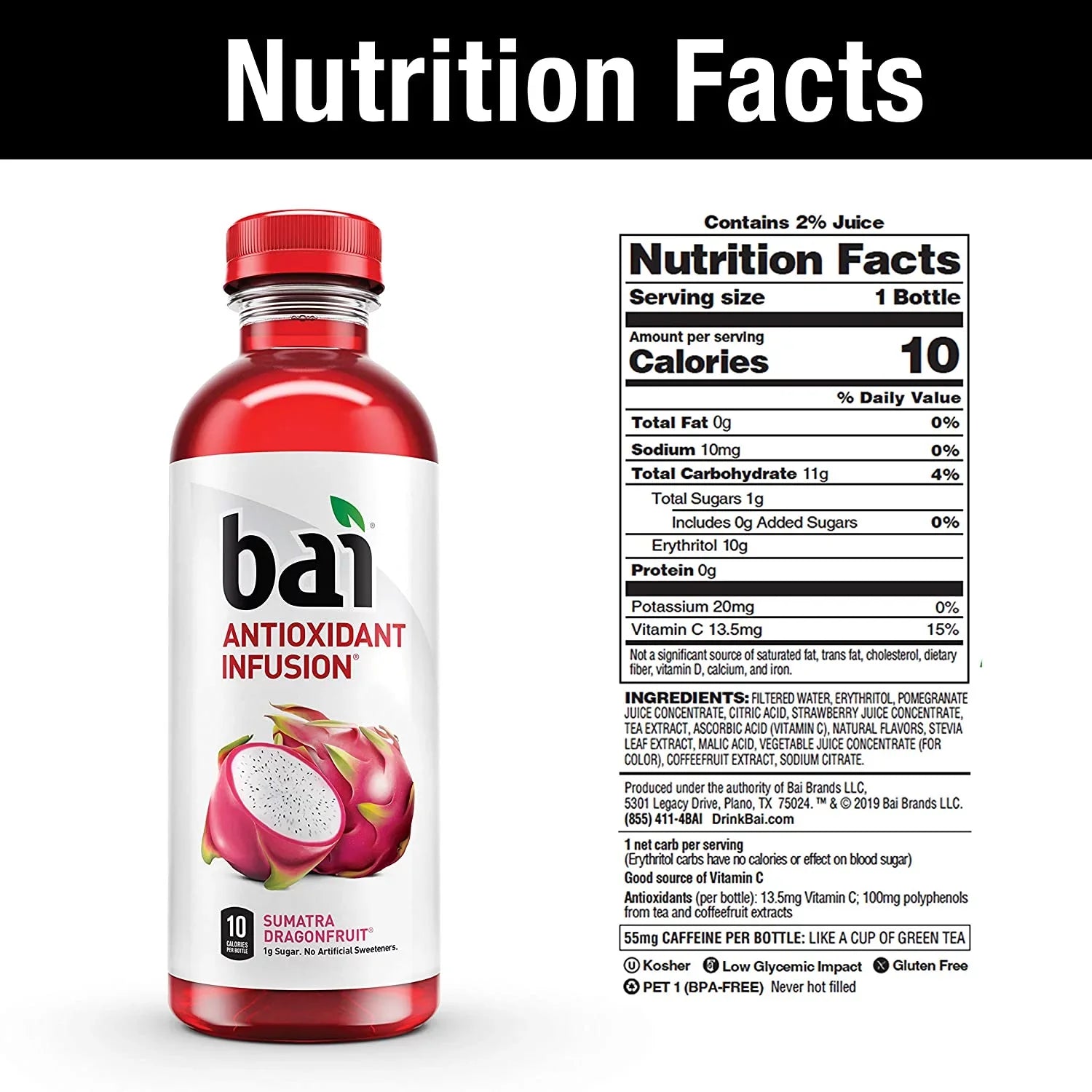 Sumatra Antioxidant Rica 12 Count, Blueberry, Ounce Flavored Bottles, liquid, Pack, Costa Dragonfruit Brasilia Malawi Drinks, Mango, 18 of 3 Fluid Bai Infused Clementine, Variety Each Rainforest