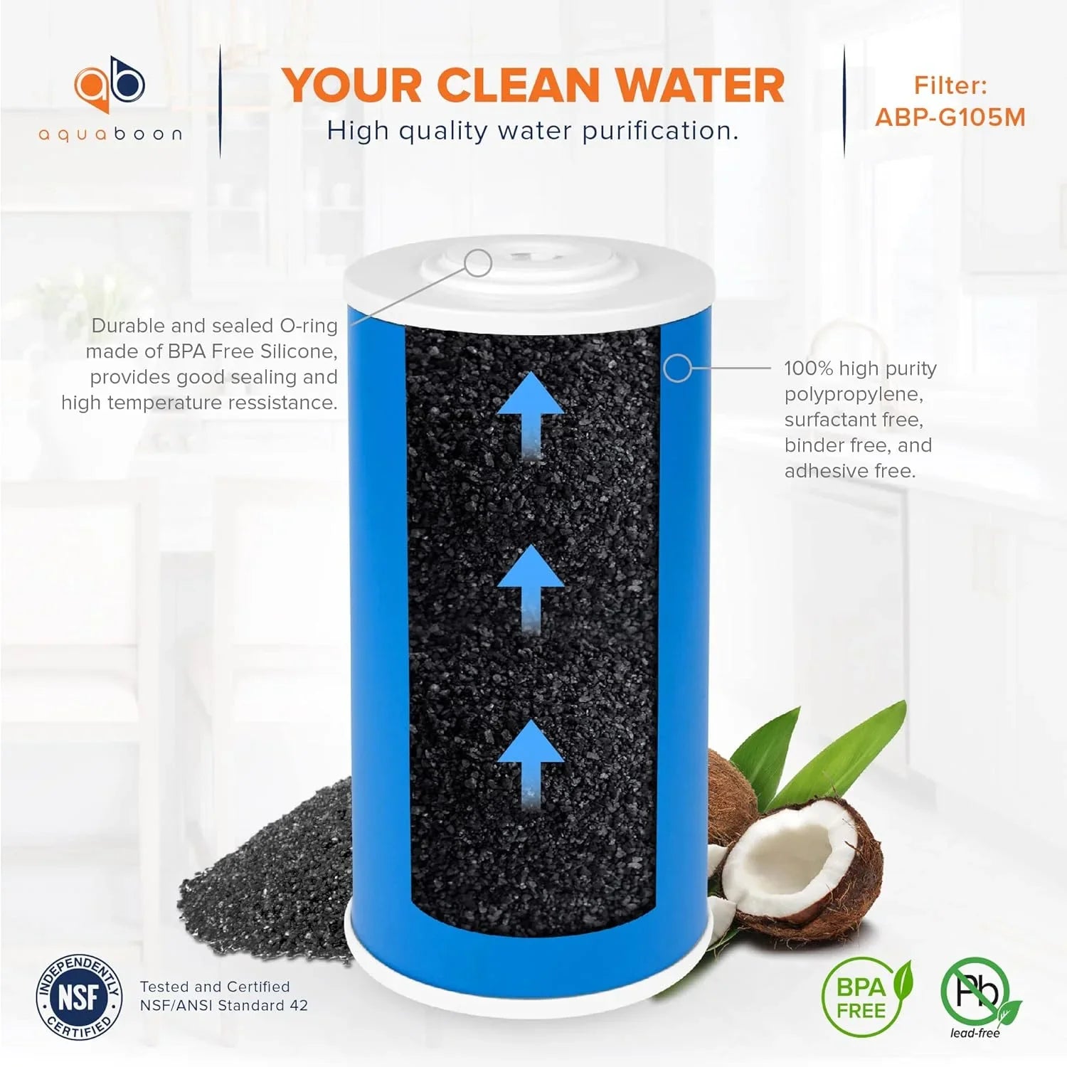 X Whole Filter 12-Pack emium (GAC) 5 liquid Coconut Replacement 4.5" Shell House Cartridge 10" Granular Carbon Micron Activated