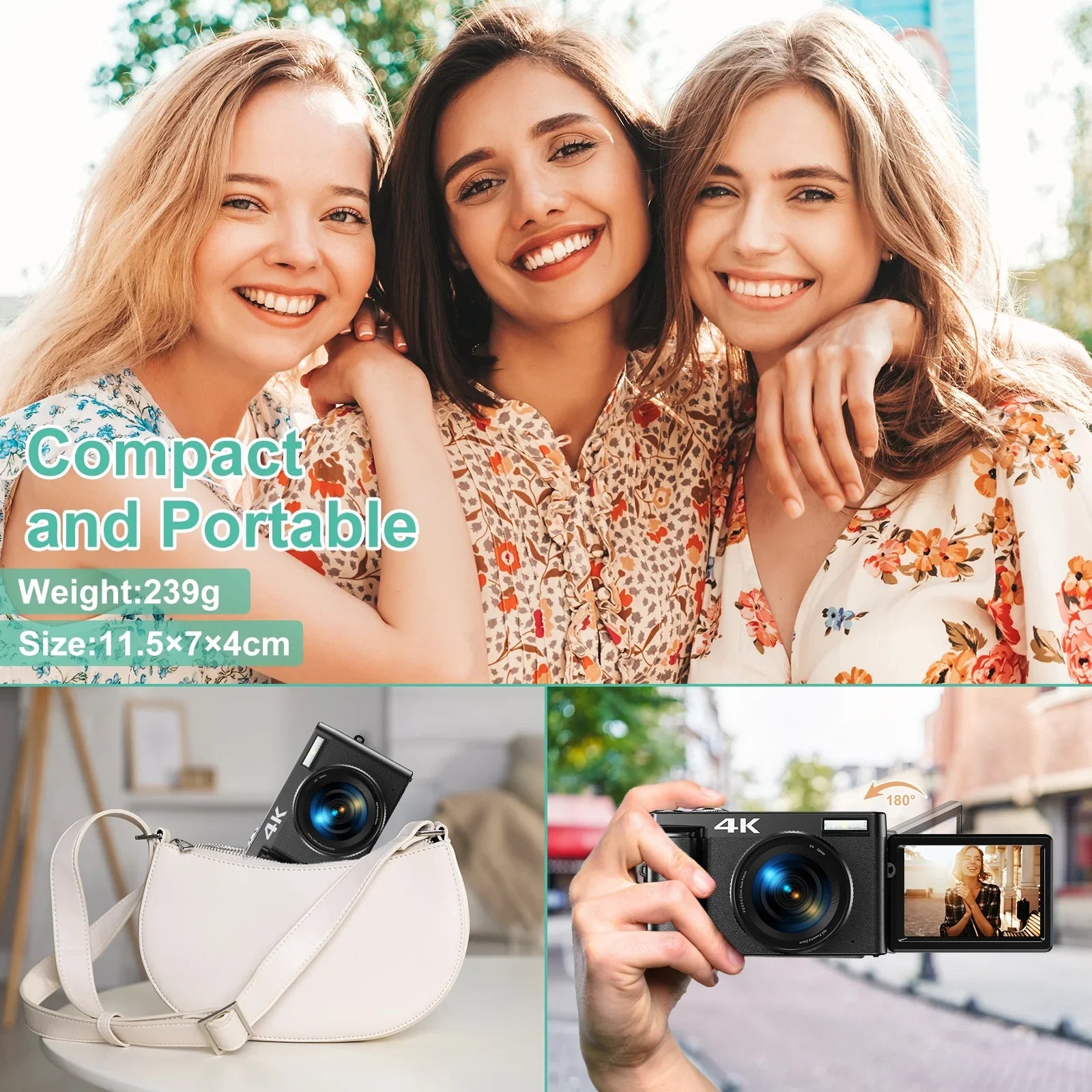 with 4K Digital Photography for YouTube 32GB Autofocus Camera 16X for Digital Camera 48MP Vlogging Cameras Zoom Video Card