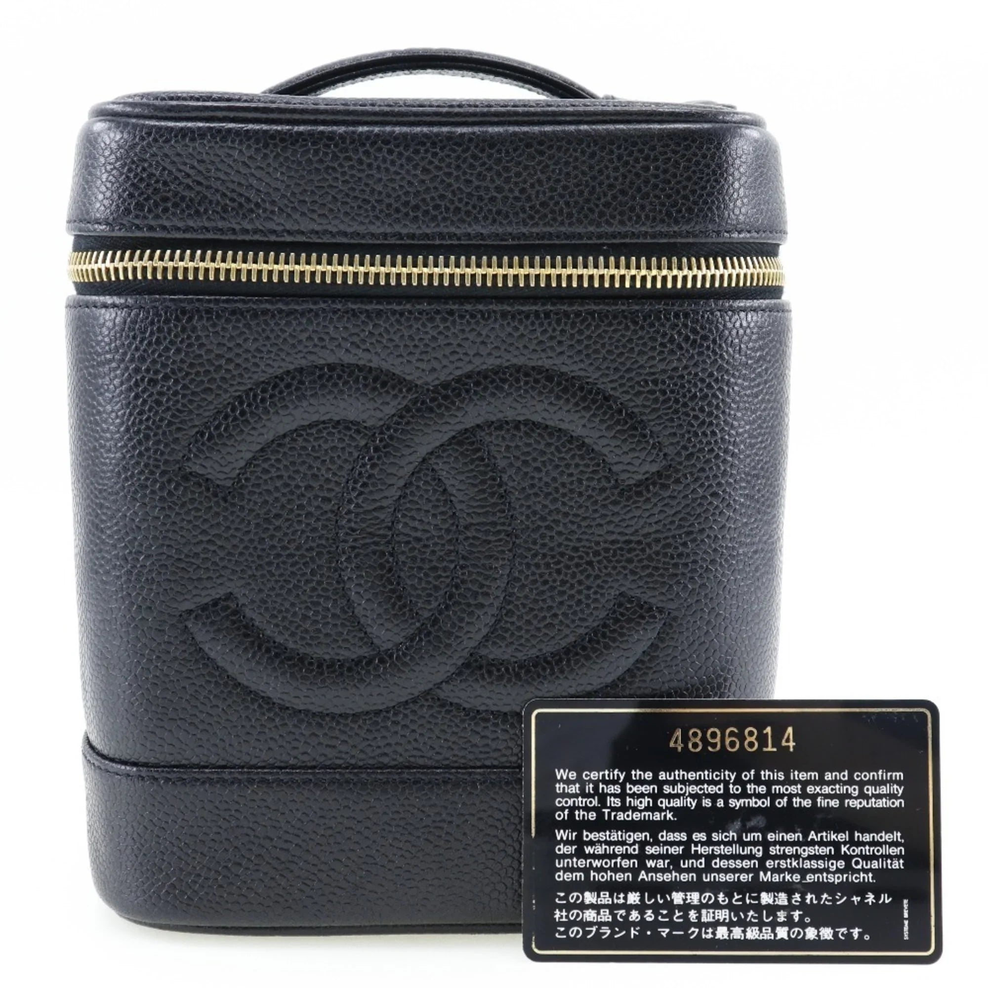 Black Skin (Good) Made in Handbag Vanity Coco Zipper Matte Ladies Pre-Owned Caviar Mark France