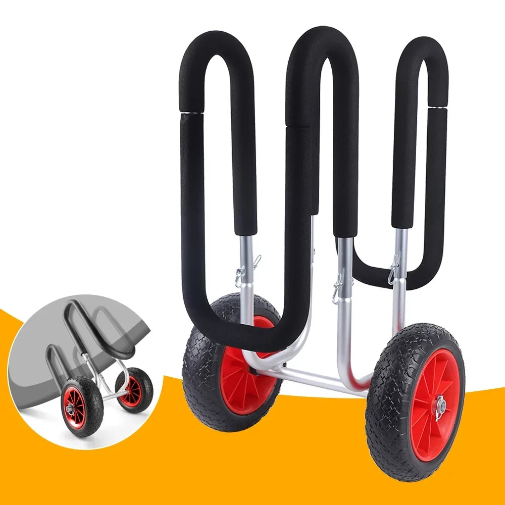 Solid Paddle Trailer, Stand-Up Double Airless Beach Portable Wheel Aviation Beach Cart Aluminum SUP PU Carrier Veneer Cart Board Cart, Surfboard