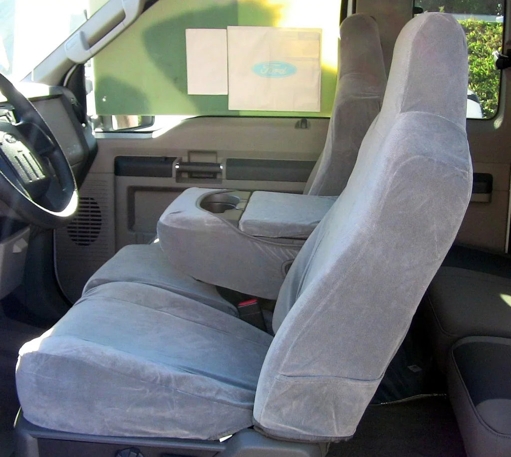 Molded Center Headrests Front Split Tan Velour Opening F58 40/20/40 and with in Bench Duty Console F250-F550 Seat 2002-2010 Super