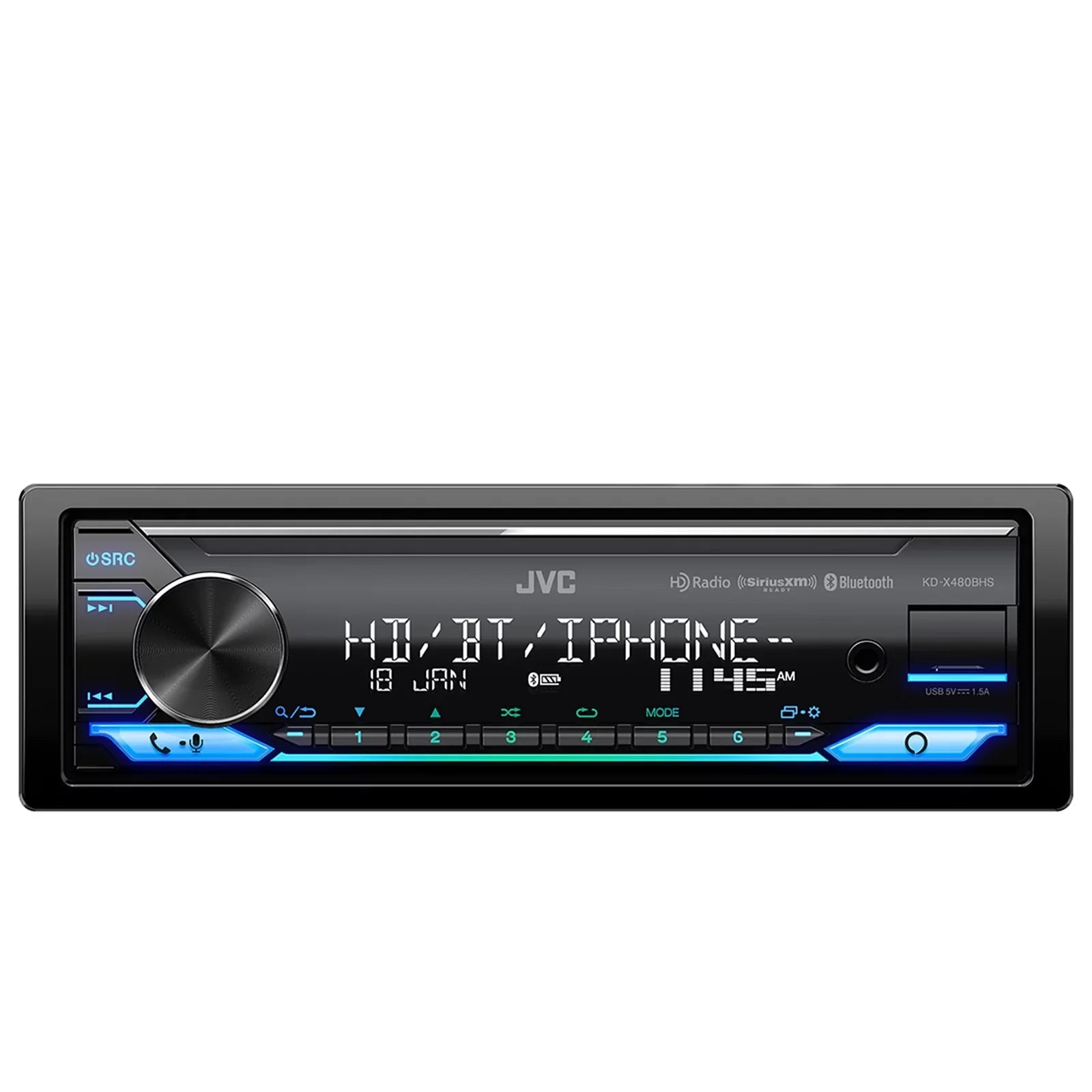 KD-X480BHS Kit Stereo 6.5" Car Alexa Ready Enrock AUX AM/FM LED Install Single JVC FLHX Bluetooth Adapters, Dash Amazon Harley USB Audio Radio Speakers DIN with Receiver, 2x SiriusXM FLHTC LED