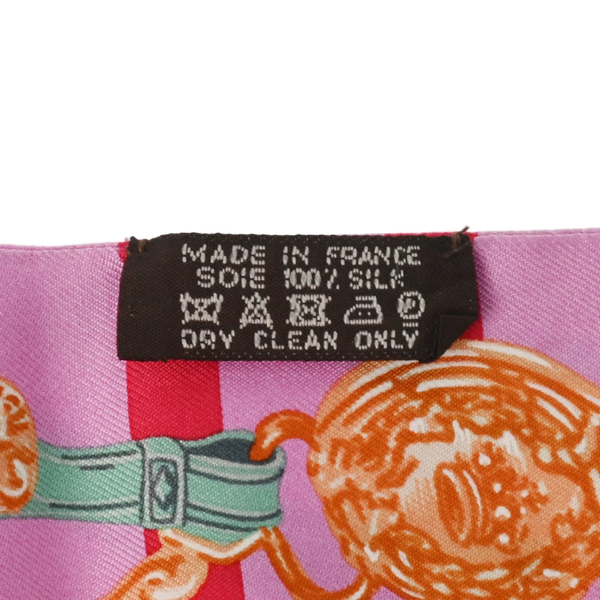 Muffler Old Pink/Red/Green Pre-Owned (Fair) GALA - 100% Twilly HERMES DE Scarf Tag Silk BRIDES Women's