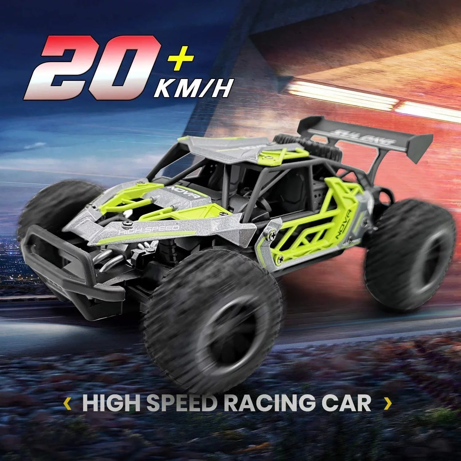 Gift with Vehicle Years Boys Radio RC RC Toys Remote Car-2WD 22km/h Racing Off-Road (Green) Batteries Cars 8-12 Control 2 Kids for 2.4GHz Cars FENG Rechargeable Fast QUN CAR Adult