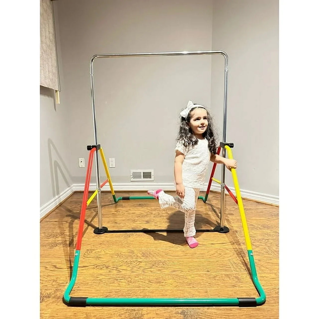 Bar Gymnastics Kids' Monkey (Red/Yellow) Horizontal for Playground Gymnasts - - Training Boys/Girls Bar Junior for Height-Adjustable Folding Kip - Equipment Bar Home Bar Expandable
