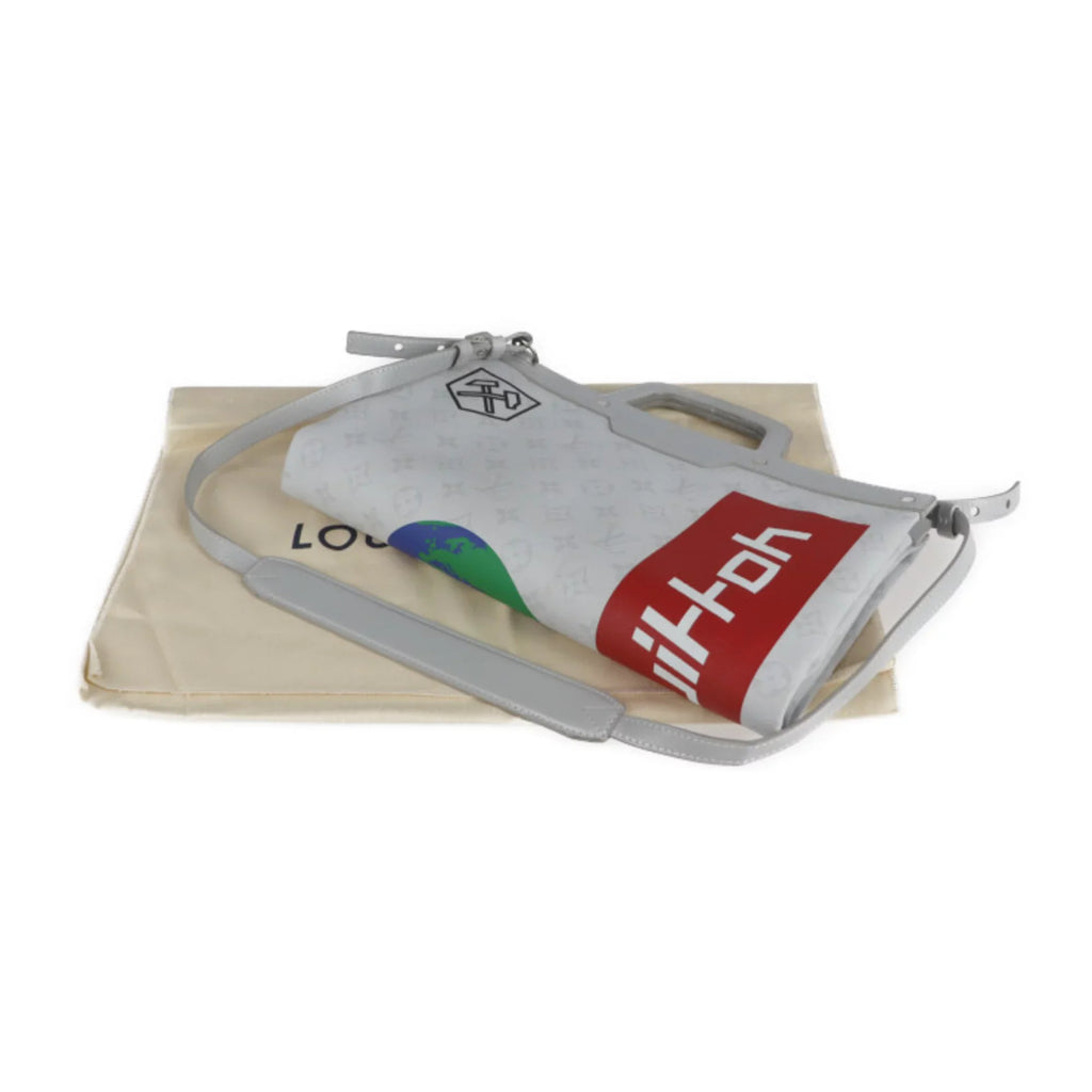 2WAY Pre-Owned Vertical Monogram Shoulder M44627 Leather Bron Flat Canvas (Good) Multicolor Tote Bag