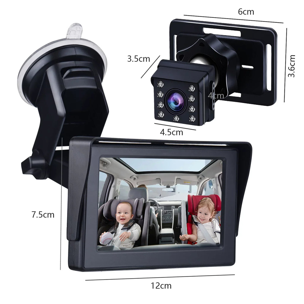 Car Length 1080P Car Safety with Clear Car 5M Angle Inch Cameras Cable Mirror Wide Long 4.3 Mirror Adjustable Seat View Crystal Mirrors Monitored