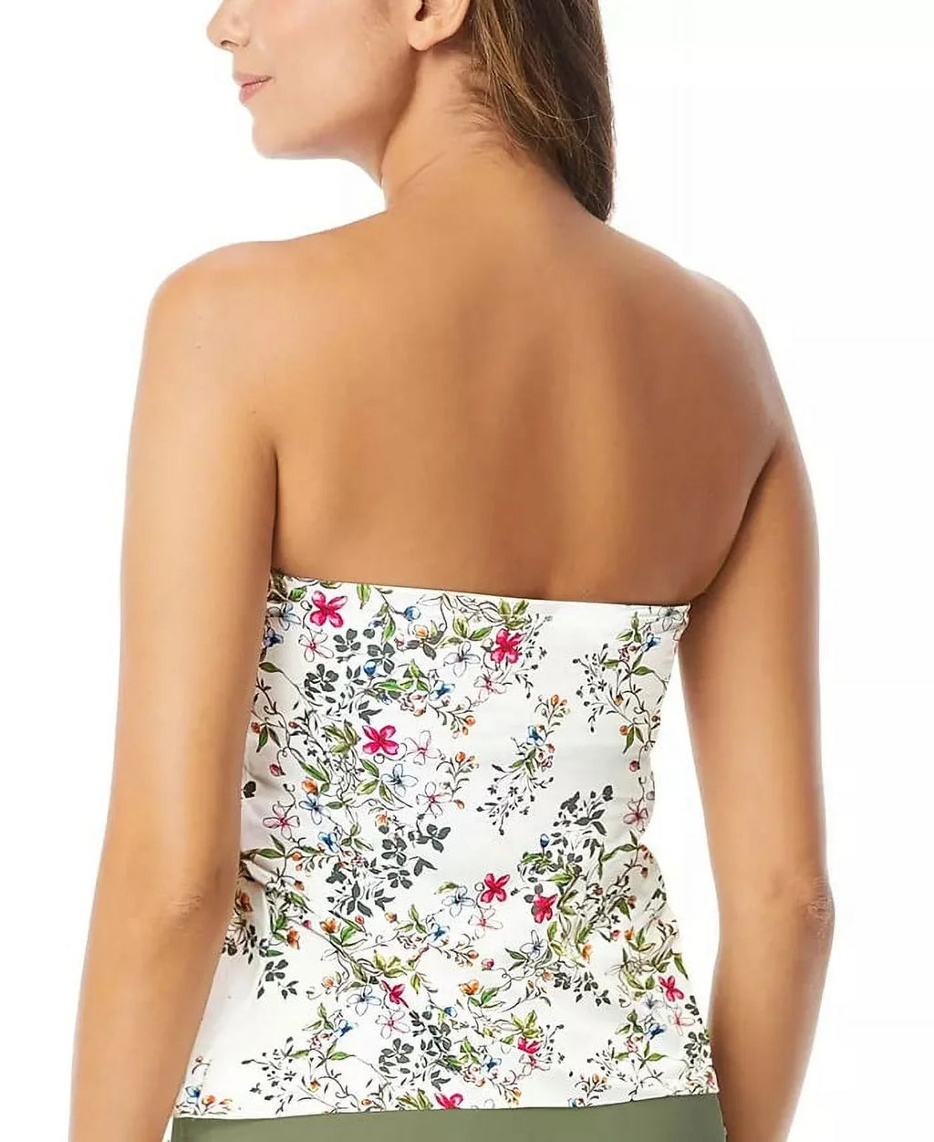 Top, Bandeau Swim IVORY Vince Tankini Draped Medium US Camuto