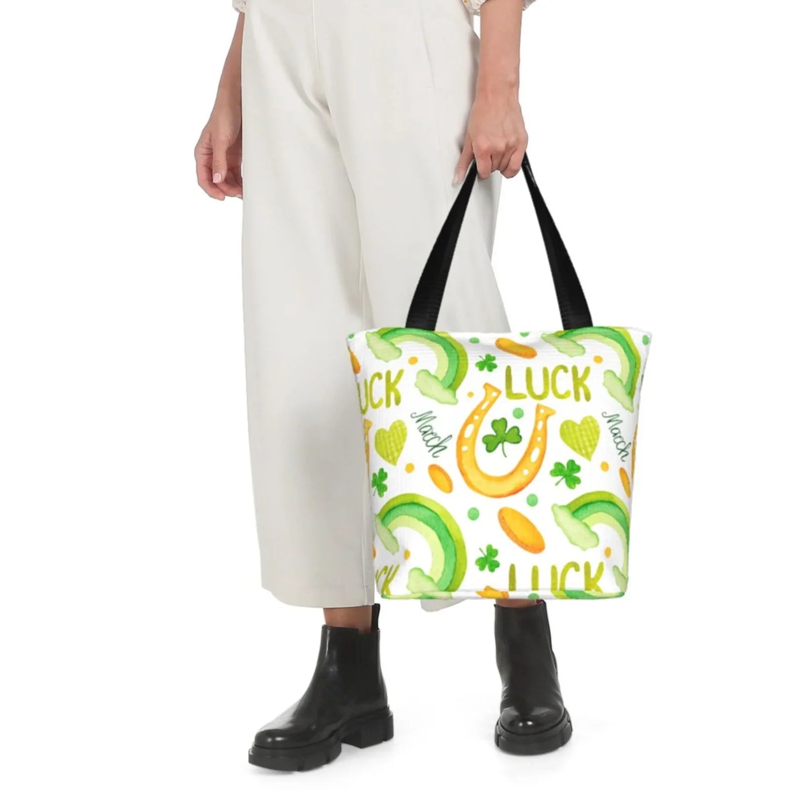 Day1 Canvas Easygdp Suitable St with Bag, Bag Shopping Zip, Shoulder Buying Office, Fitness Tote Groceries, Handbag Stylish for Patrick's