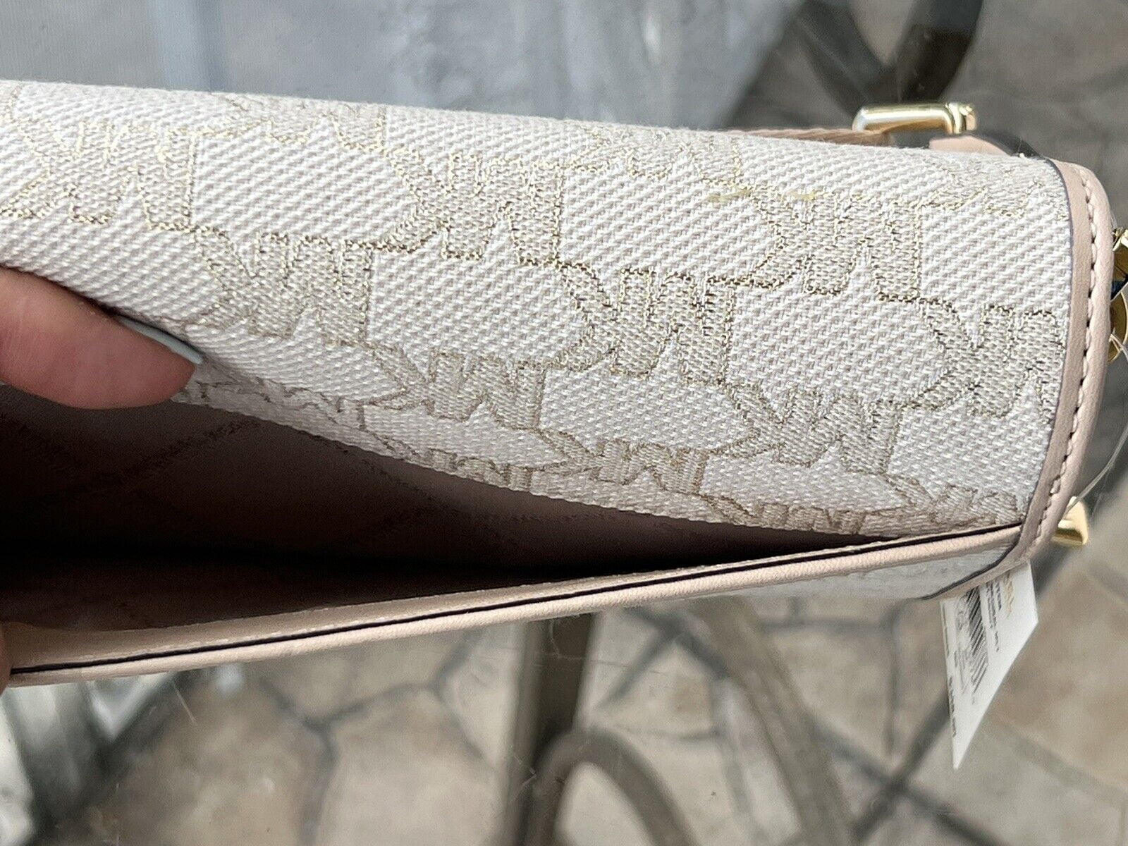 Zip Glitter Kors Set MK Wallet Around LG Crossbody Natural Gold Jet Michael Bag