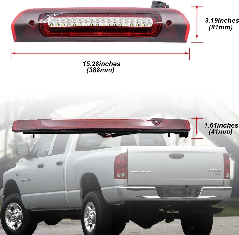 Tail White Strobe LED Red Kit Brake Lamp Rear Third 2500 Reverse Replacement 1500 3500 Light CHMSL Light Light Lens RAM Brake for 2002-2009 Clear Dodge Euro 3rd Cargo Brake NSLUMO Assembly Led
