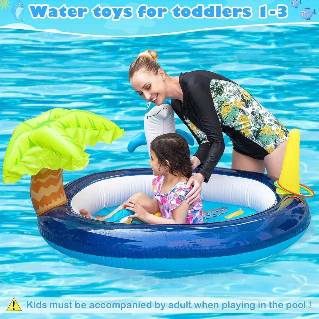 Swimming Kid Pool, Pool Dolphin With Blow Swimming Up Toddler Blue Pool, Sprinklers, exterior Inflatable toys,