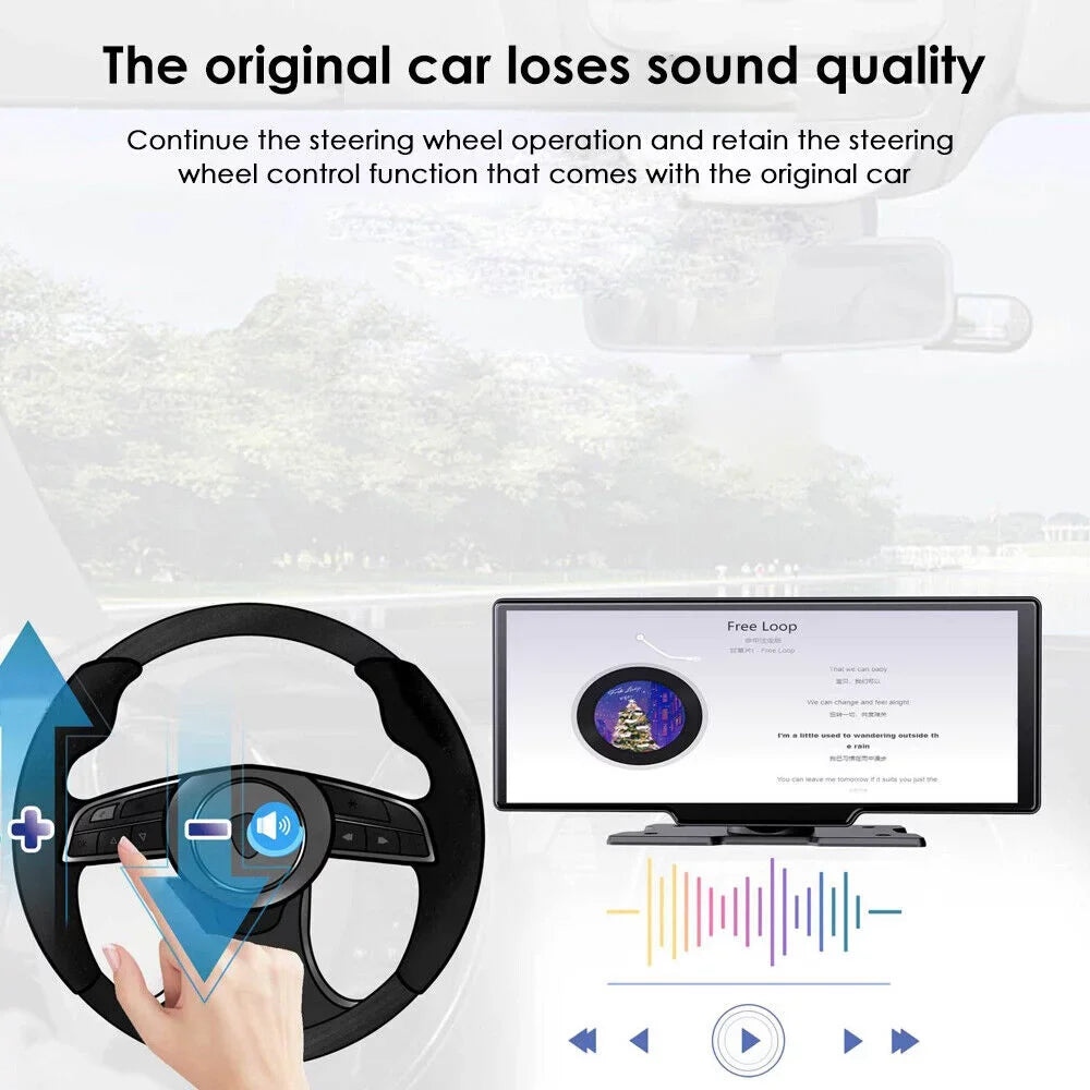 WiFi Screen, Connectivity, - 2K Wireless 1080P Recording, Enhanced Lens with Dual Android KingFurt Dash T91 Auto, Camera Touch