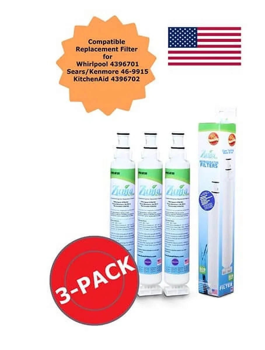 # and - Made Model liquid Compatible , Ice , 3 Whirlpool® ZUMA Pack Filter 6701 OPFW3-RF300 with in U.S.A. , - Brand