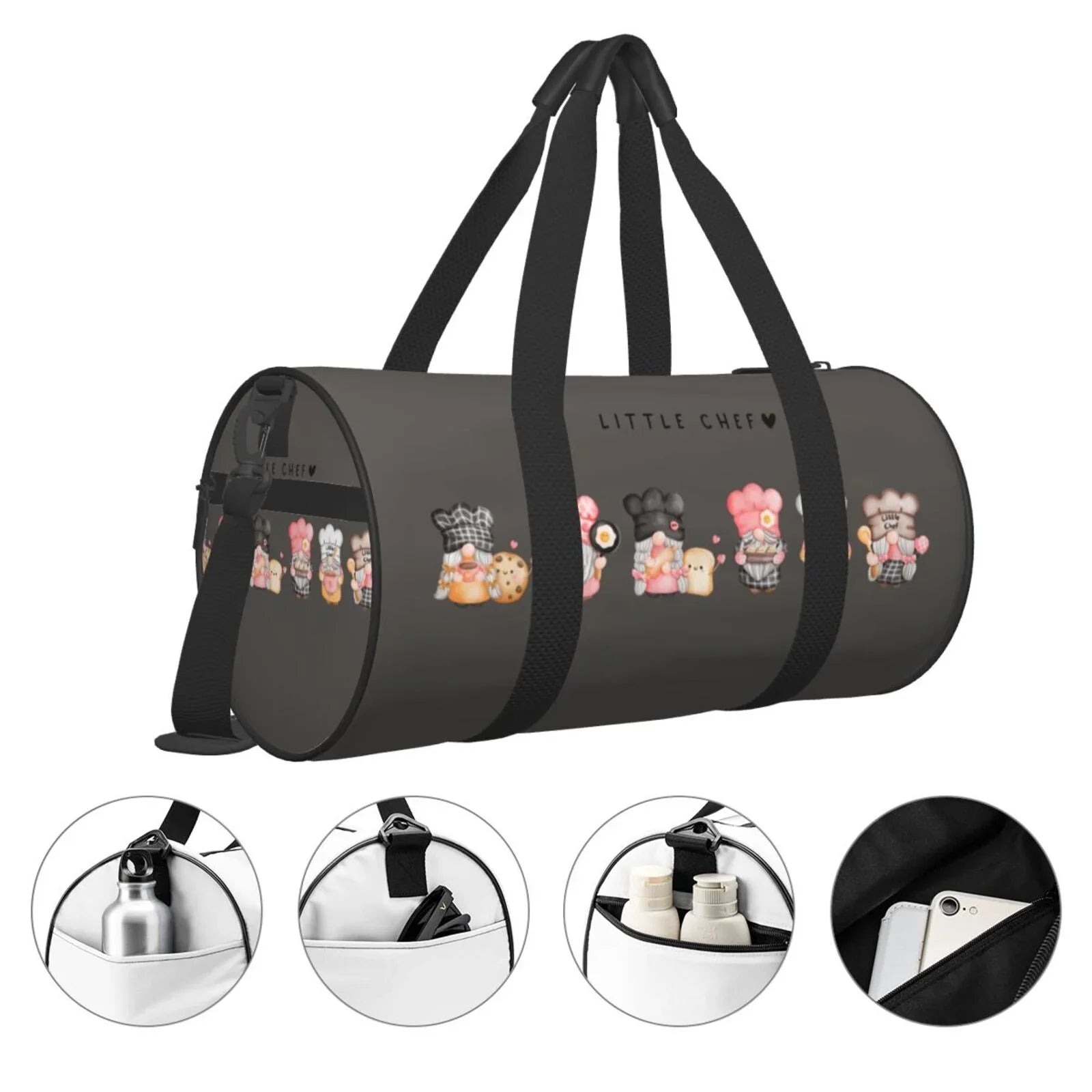 Baker and Bag Gym Large Travel Sports with Pocket Coaee Compartment Bag Cylinder Capacity Gnome Bag Luggage Waterproof