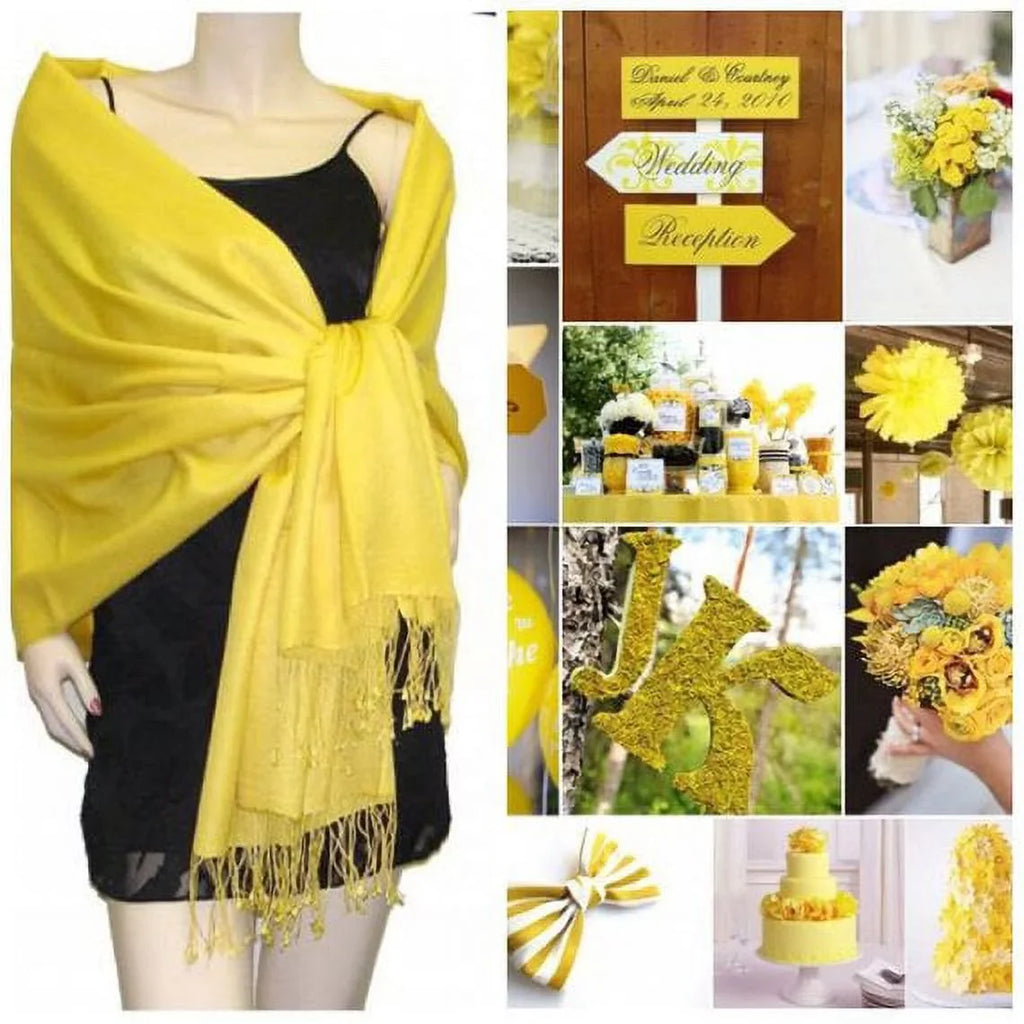 Pashmina 10 of Bridal Yellow Scarf Shawl, Shawl Bridesmaid Shawl, Wedding Wrap, Set
