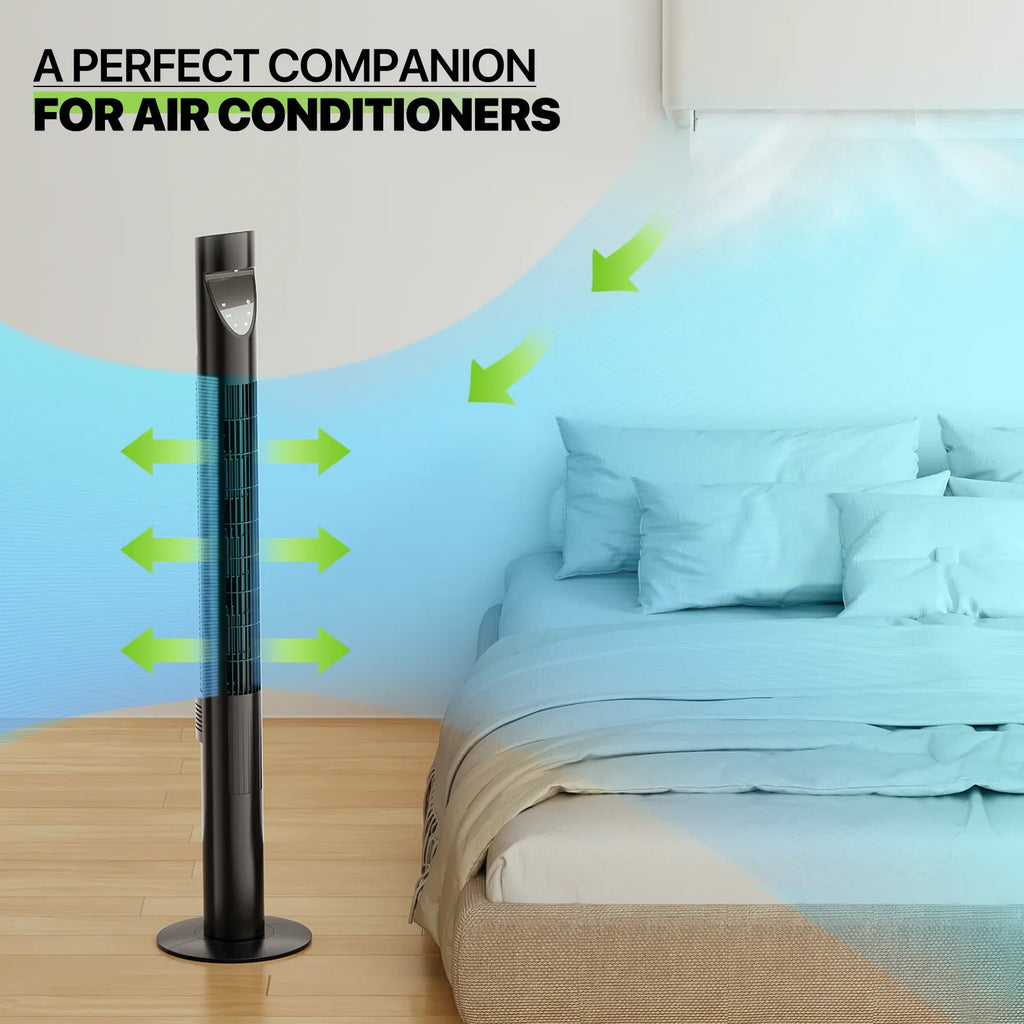 LED w/Remote USA Tower Low & Bladeless Noise Fan Fan 47"Oscillating 3-Speeds