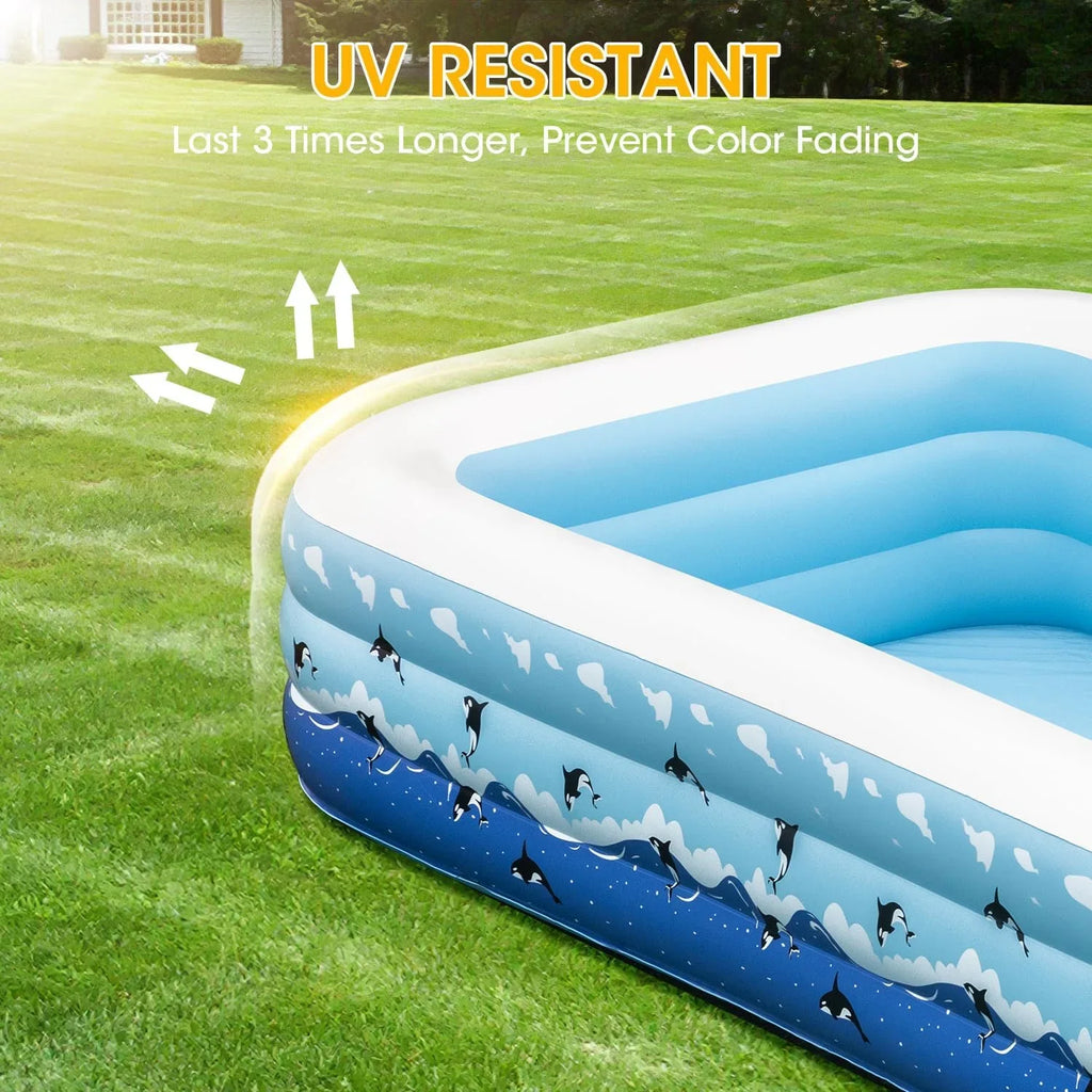 Garden Inflatable Extra Adults, Full-Sized Blow Pool Pool Family Lawn Swimming Backyard Ground Indoor Inflatable Home Above Thickened exterior 130"x72"x22" Large with for Pump, for Swimming Up Pools