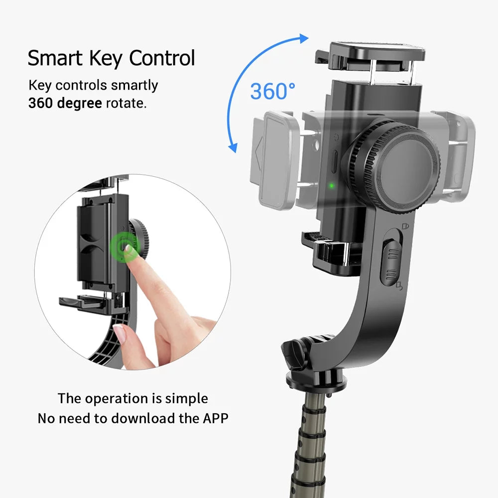 in 3 1 Selfie Smart 5-Section Clamp Stick Phone with Gimbal Remote with Phone Compatible Tripod Rotatable Shutter Stabilizer Smartphones 86cm