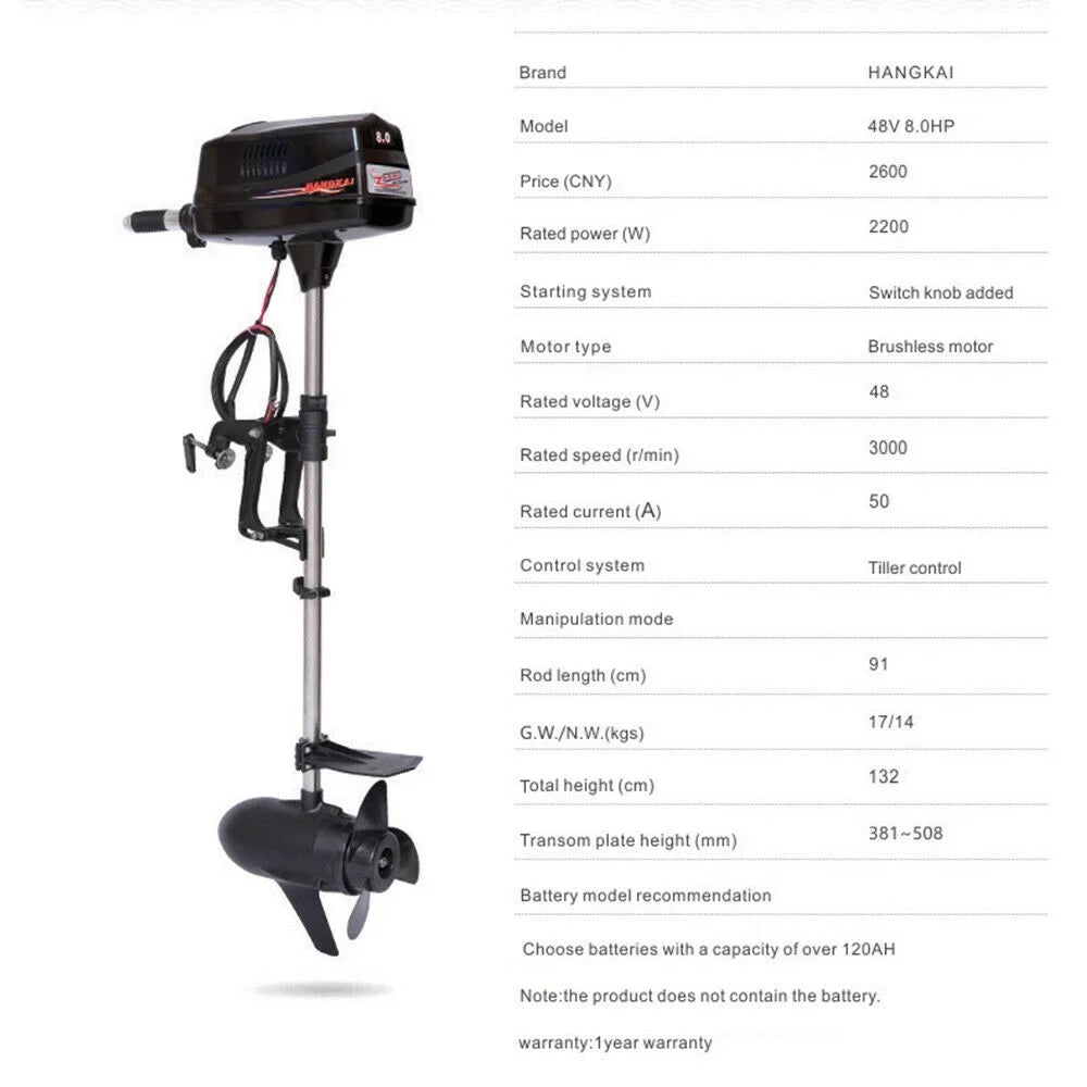 Motor Motor Engine Outboard Boat Trolling Brushless Electric 2.2KW Fish DENEST 48V