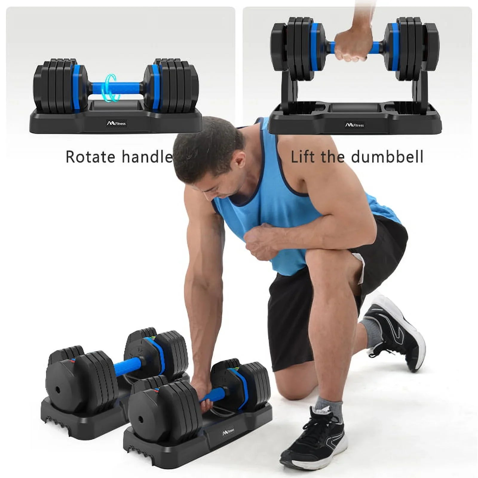 Single by Body Tray, 55lb for with Fast Adjustable Fitness Handle Turning Adjust Full Workout Suitable Weight Dumbbell Anti-Slip - with Exercise Handle, Dumbbell Dumbbell