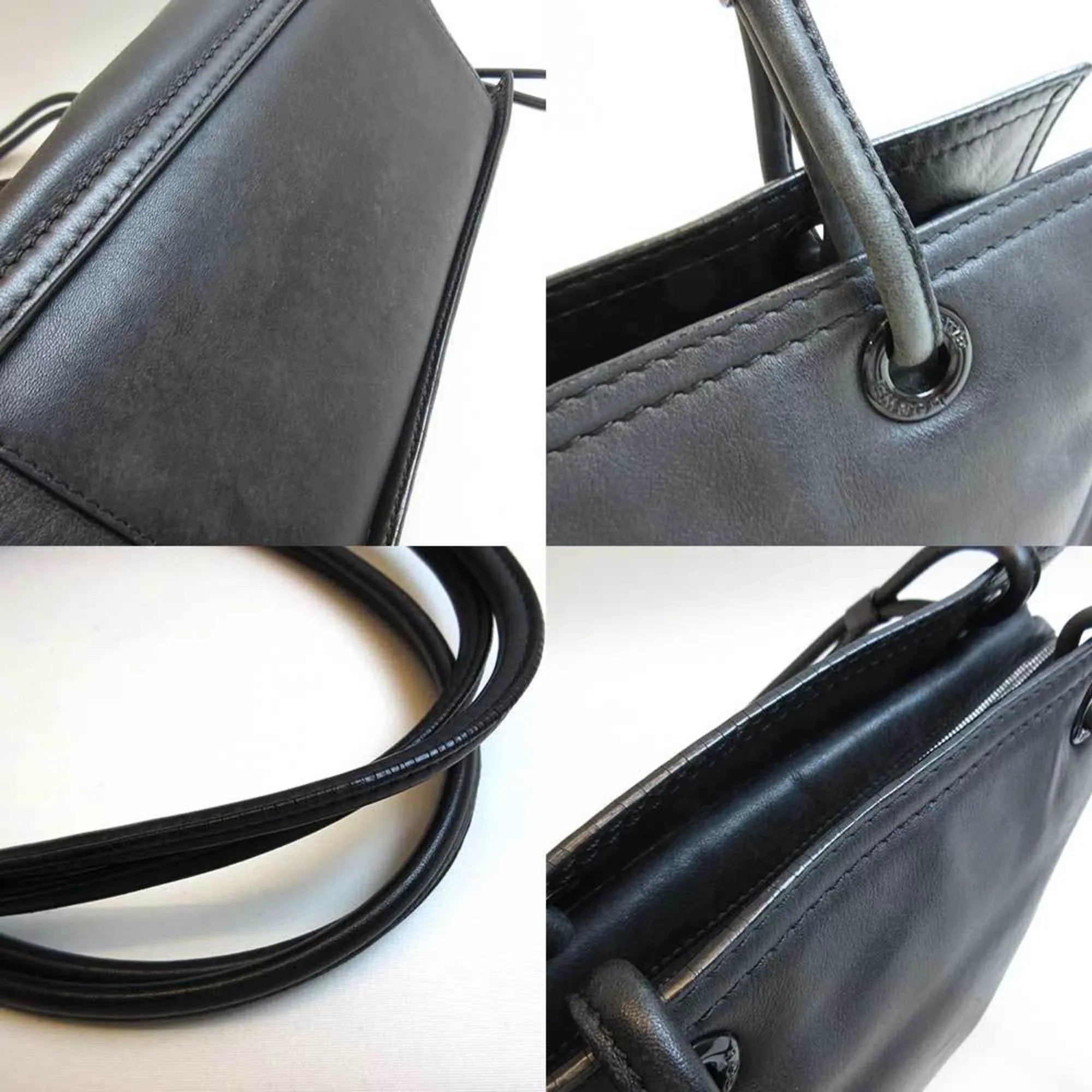 Bag Pre-Owned Black Semi-shoulder Shopper (Good) Women's Tote Loewe Leather
