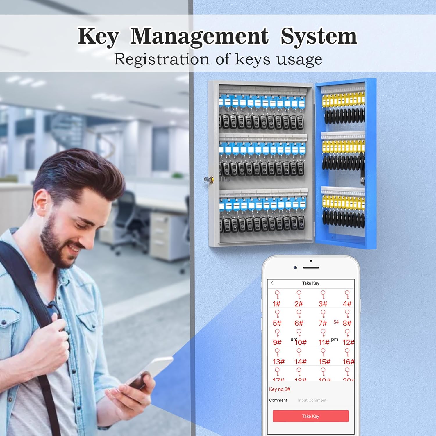 Cabinet Plus, Storage Car Lockbox, Smart Key Box for Share 96 Dealership，， Security OTP Bluetooth/Fixed Key Wall Code Half-Remote APP Mount, Lock