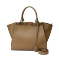Shoulder Pre-Owned Heors Women's (Good) Leather FENDI Trois Bag Beige