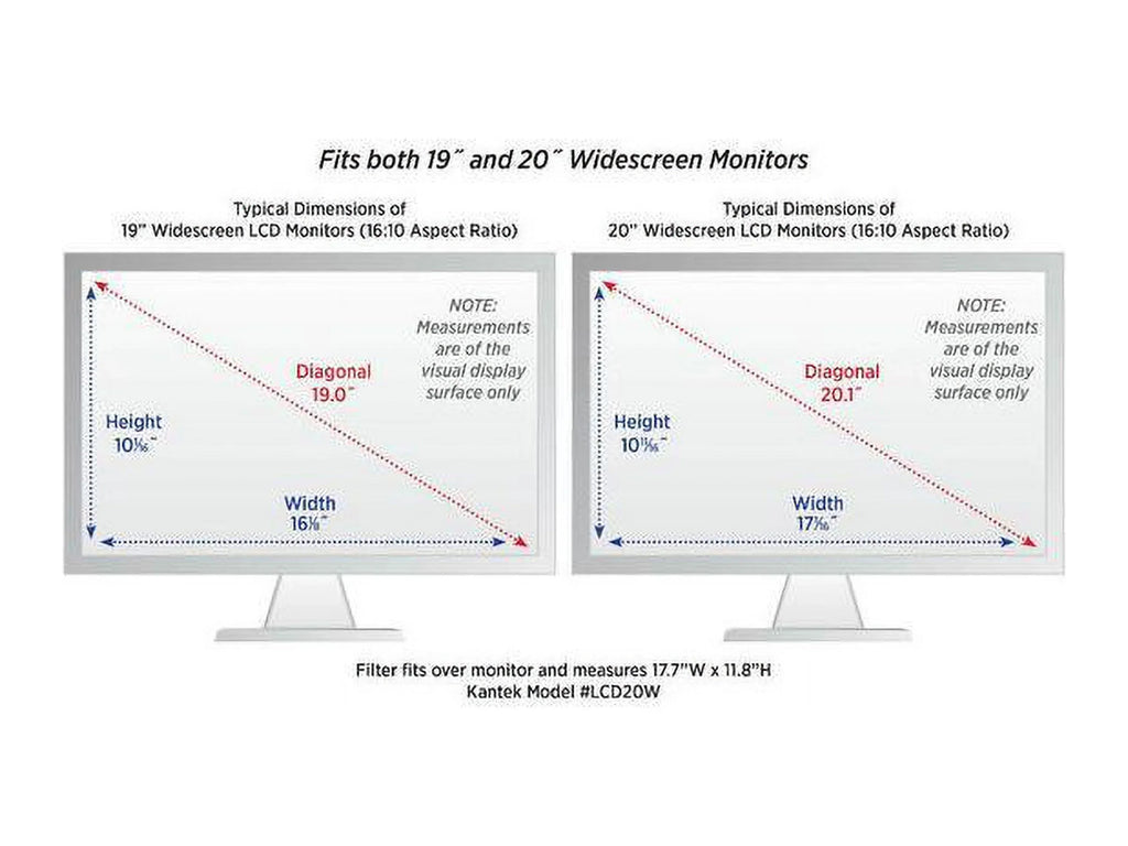 Monitor 20" Kantek Silver Widescreen Resistant LCD For Filter - Protective Scratch