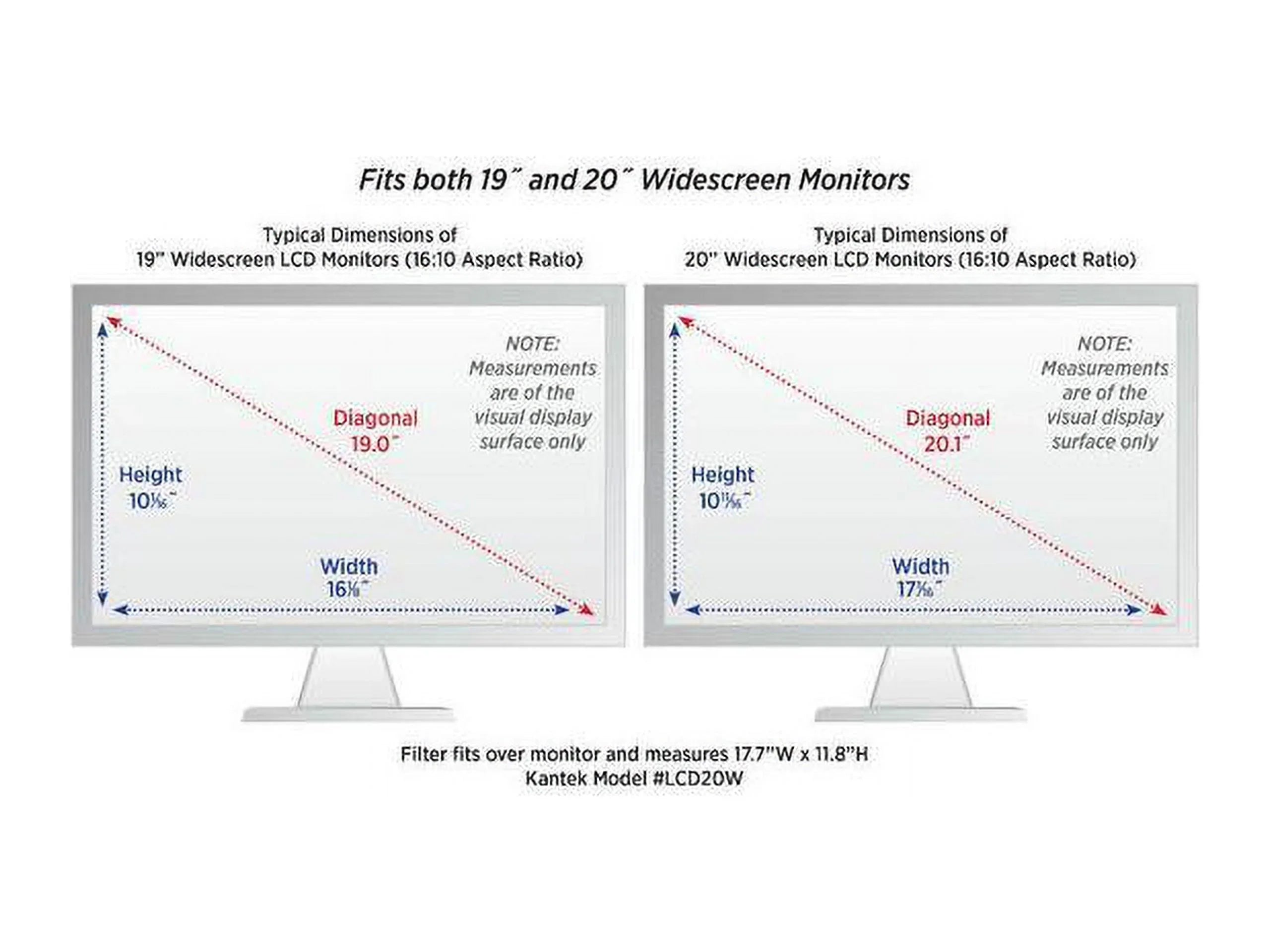 Monitor 20" Kantek Silver Widescreen Resistant LCD For Filter - Protective Scratch