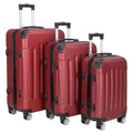 ABS TSA with Trolley Wine Red, Set Lock, 3-Piece Luggage