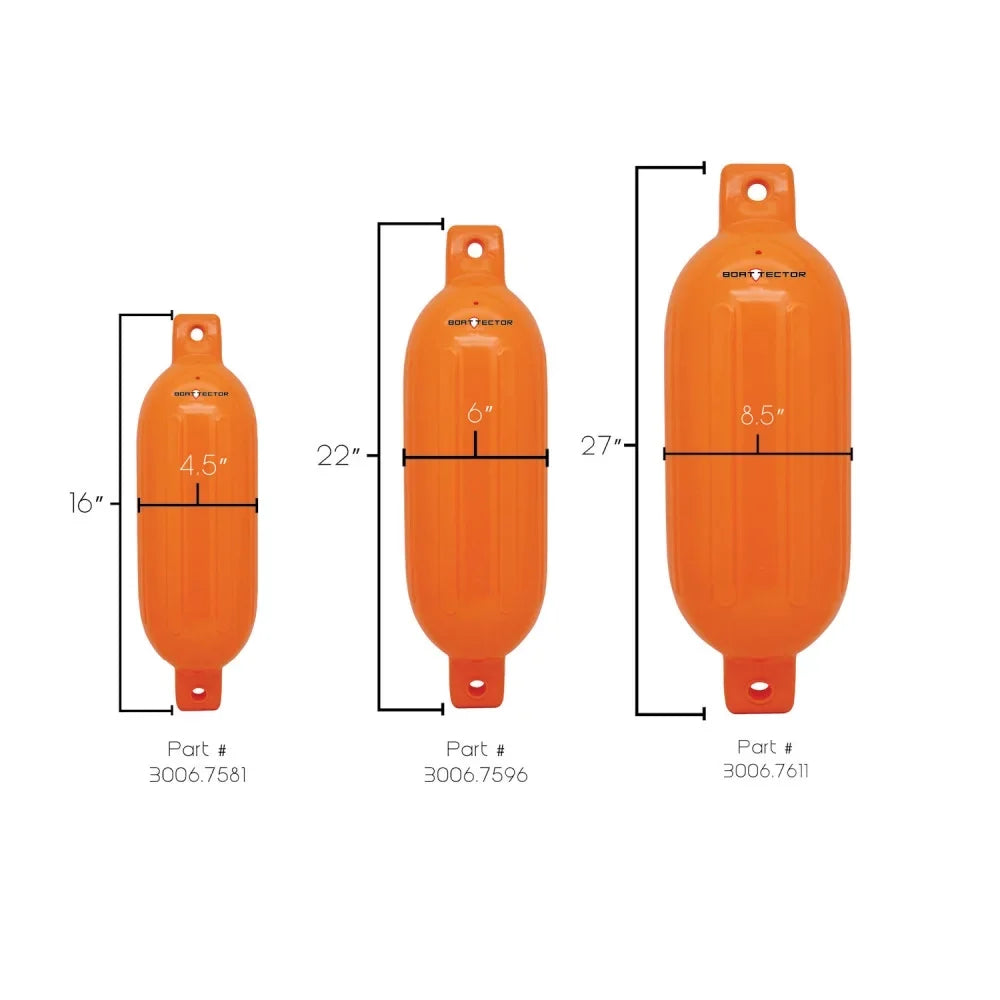 2-Pack - 16", Extreme BoatTector Max Neon 4.5" Value 3006.7581 Inflatable Fender x Orange
