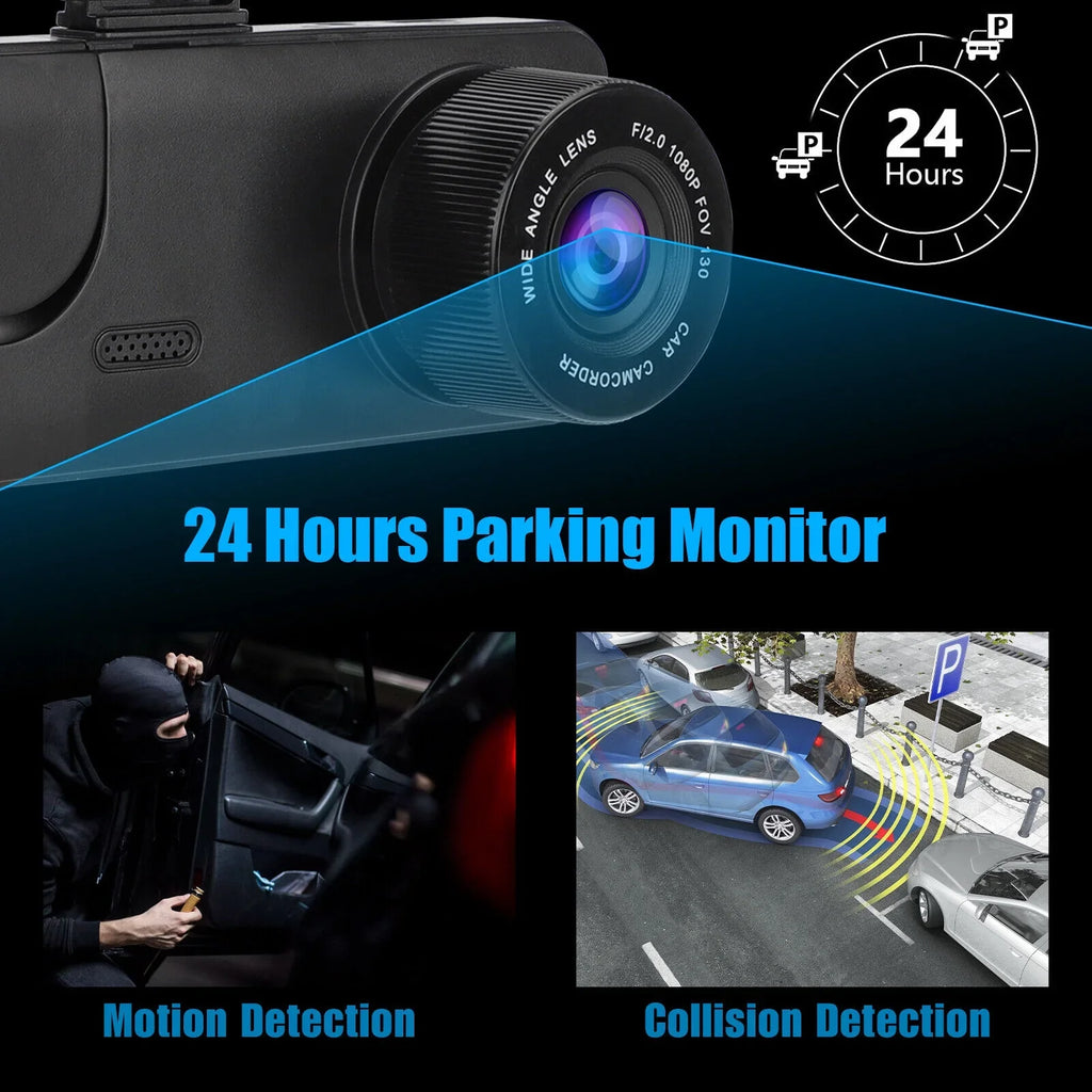 Lens HD Car Front/Rear/Inside 1080P 2" Dash Camera Video G-sensor Recorder Dual
