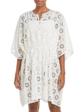 White) Caftan Daisy Mini Women's Cover-Up (M, Swim Shoshanna
