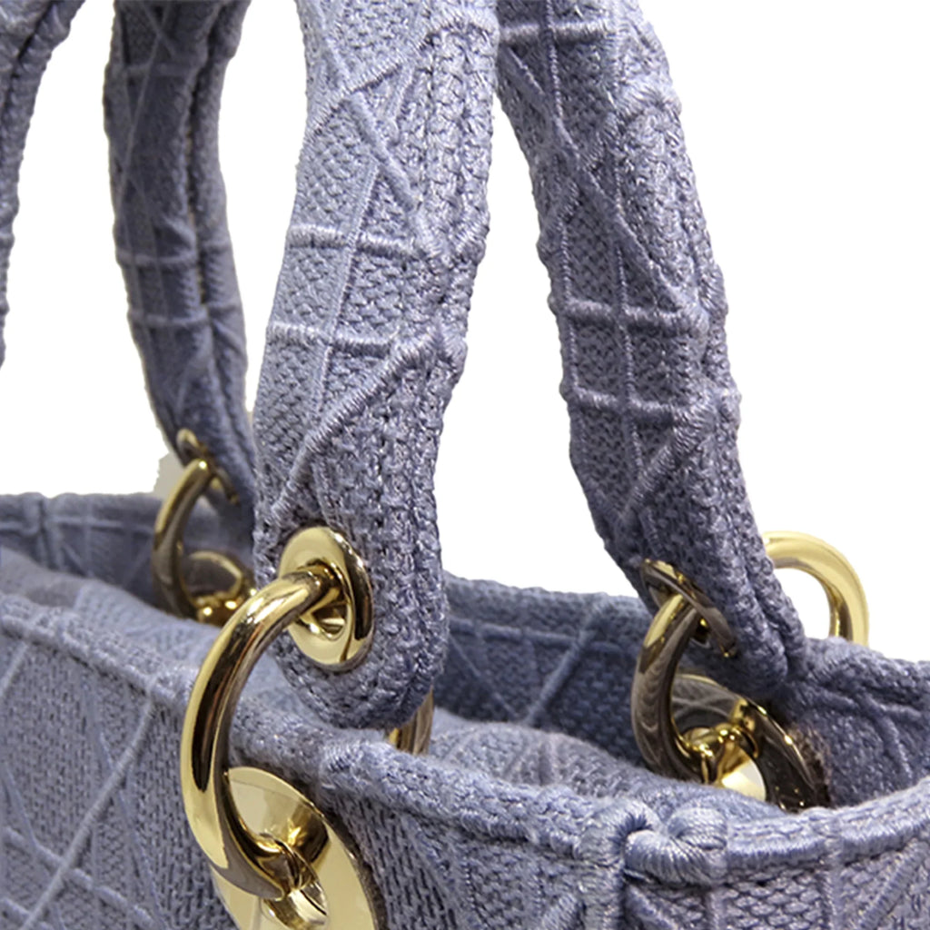 Lady Pre-Owned D-Lite Medium Cotton Authenticated Dior Women (Good) Purple Fabric Satchel