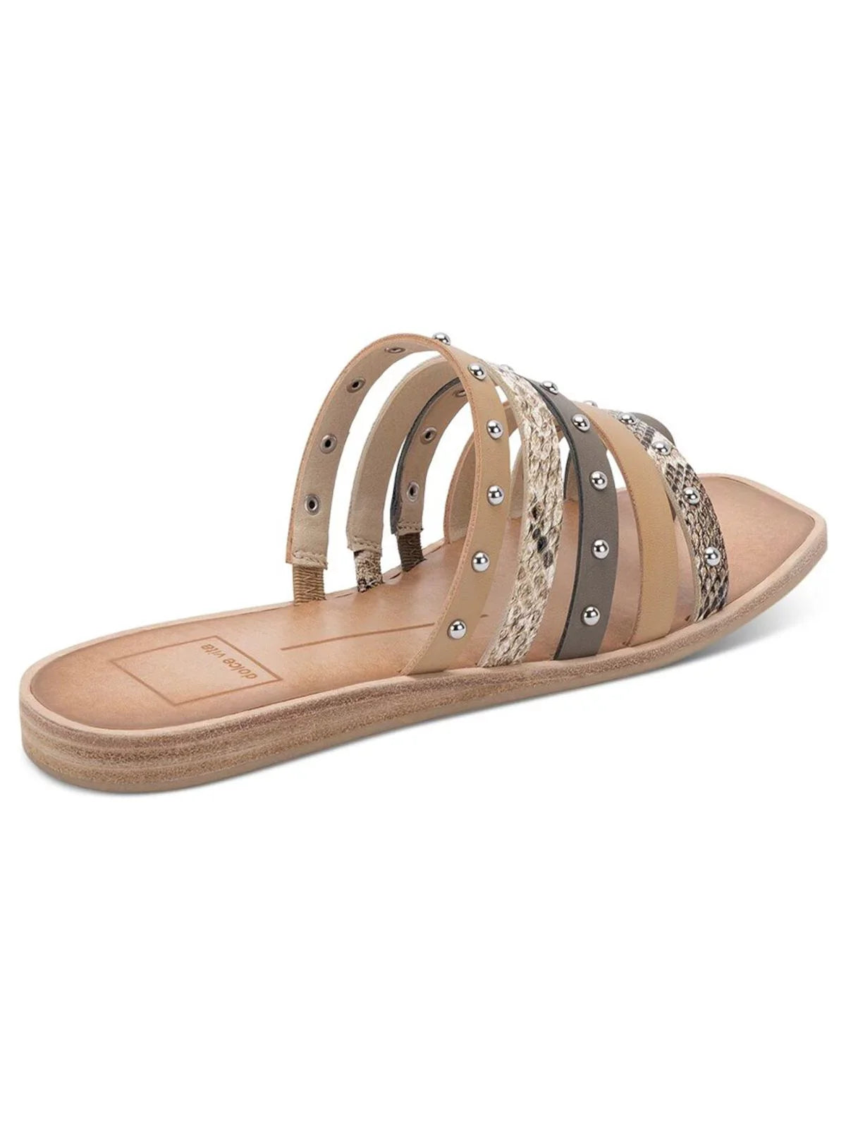 M Beige DOLCE Toe Shoes Snake Slide 6.5 Slip Strappy Kaylee Toe-Loop Square Womens Wedge Studded Sandals On VITA